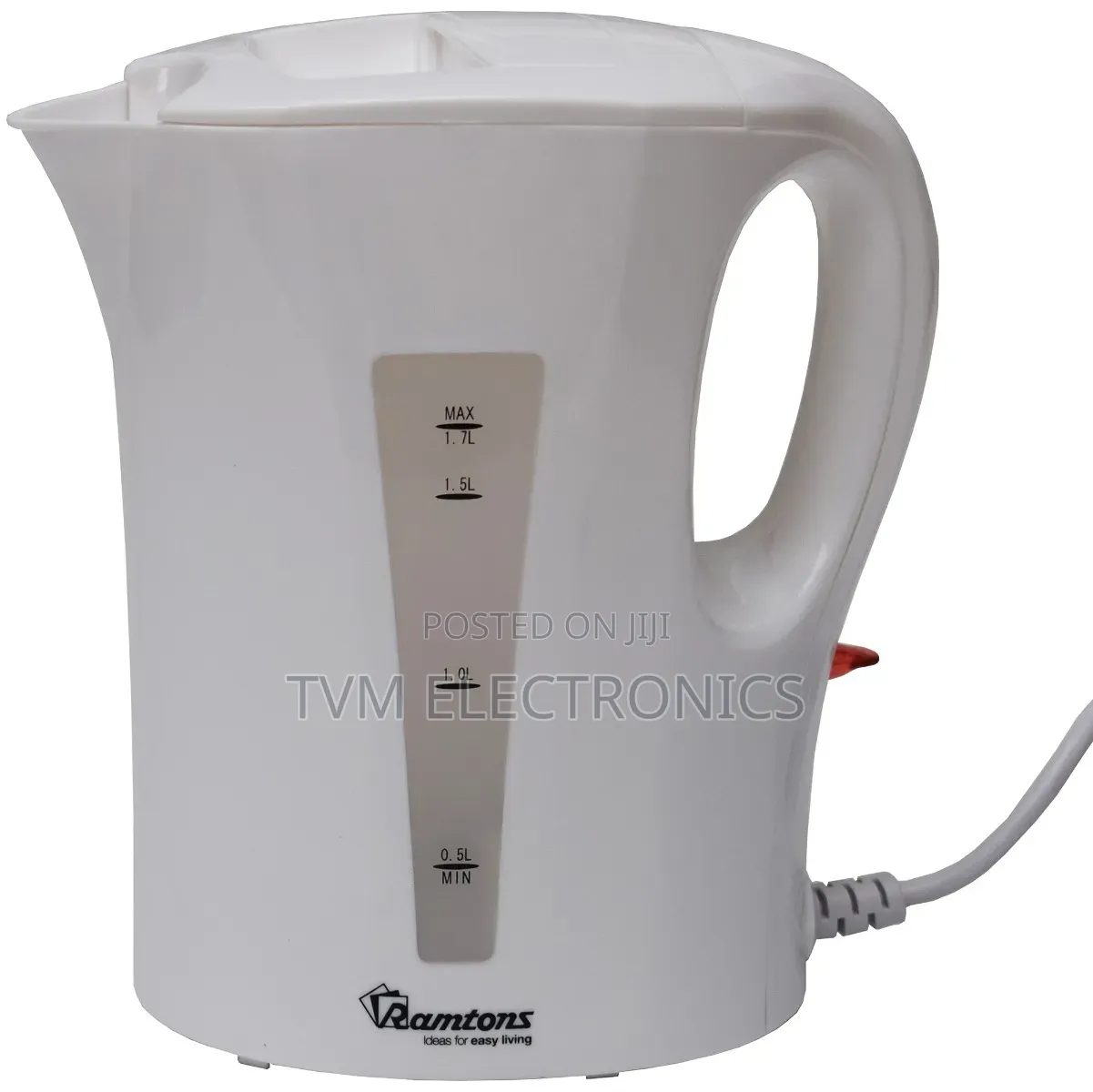 Ramtons Corded Electric Kettle 1.7 Liters White- Rm/399