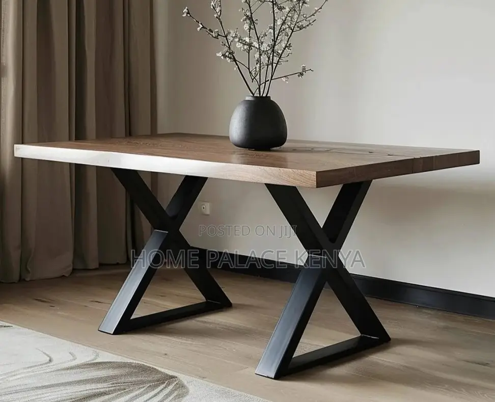 Wooden Table: Heavy Duty Rectangular Iron Metal Desk
