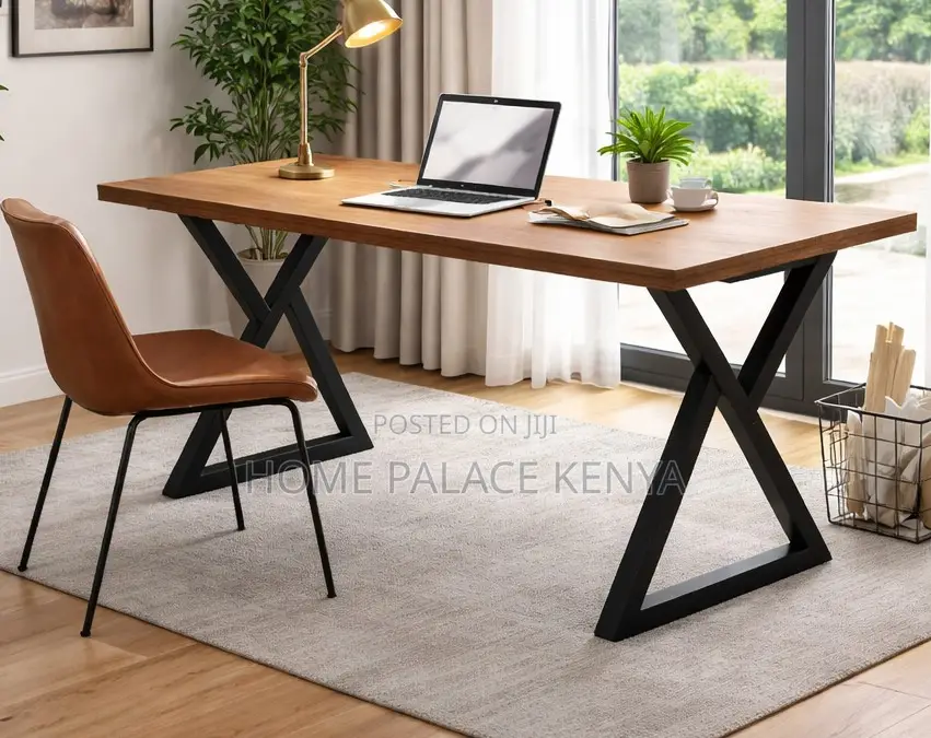 Wooden Table: Heavy Duty Rectangular Iron Metal Desk