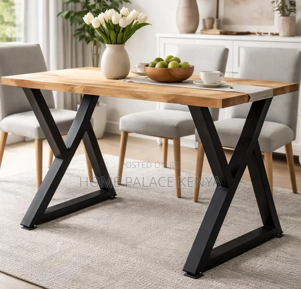 Wooden Table: Heavy Duty Rectangular Iron Metal Desk