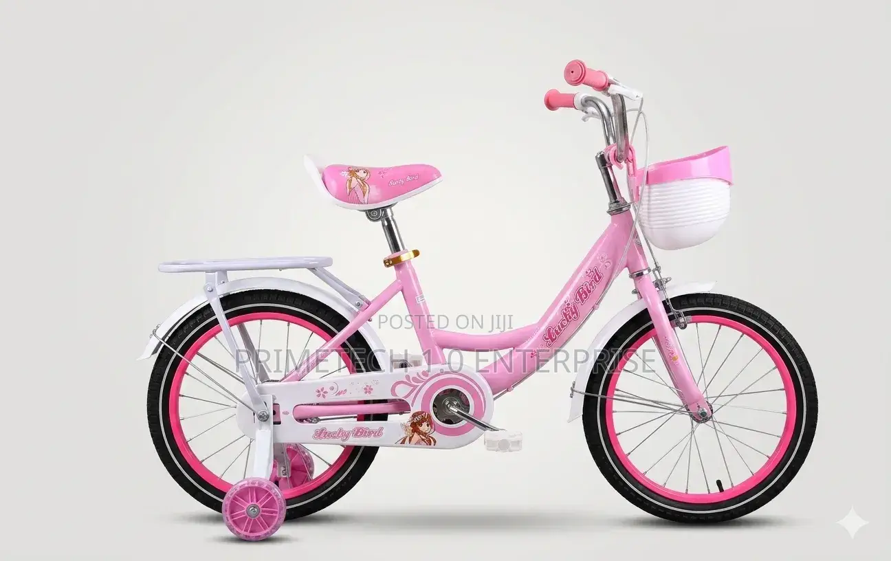 16-Inch Girls' Pink Bicycle | Ladybird Kids Bike With Training Wheels