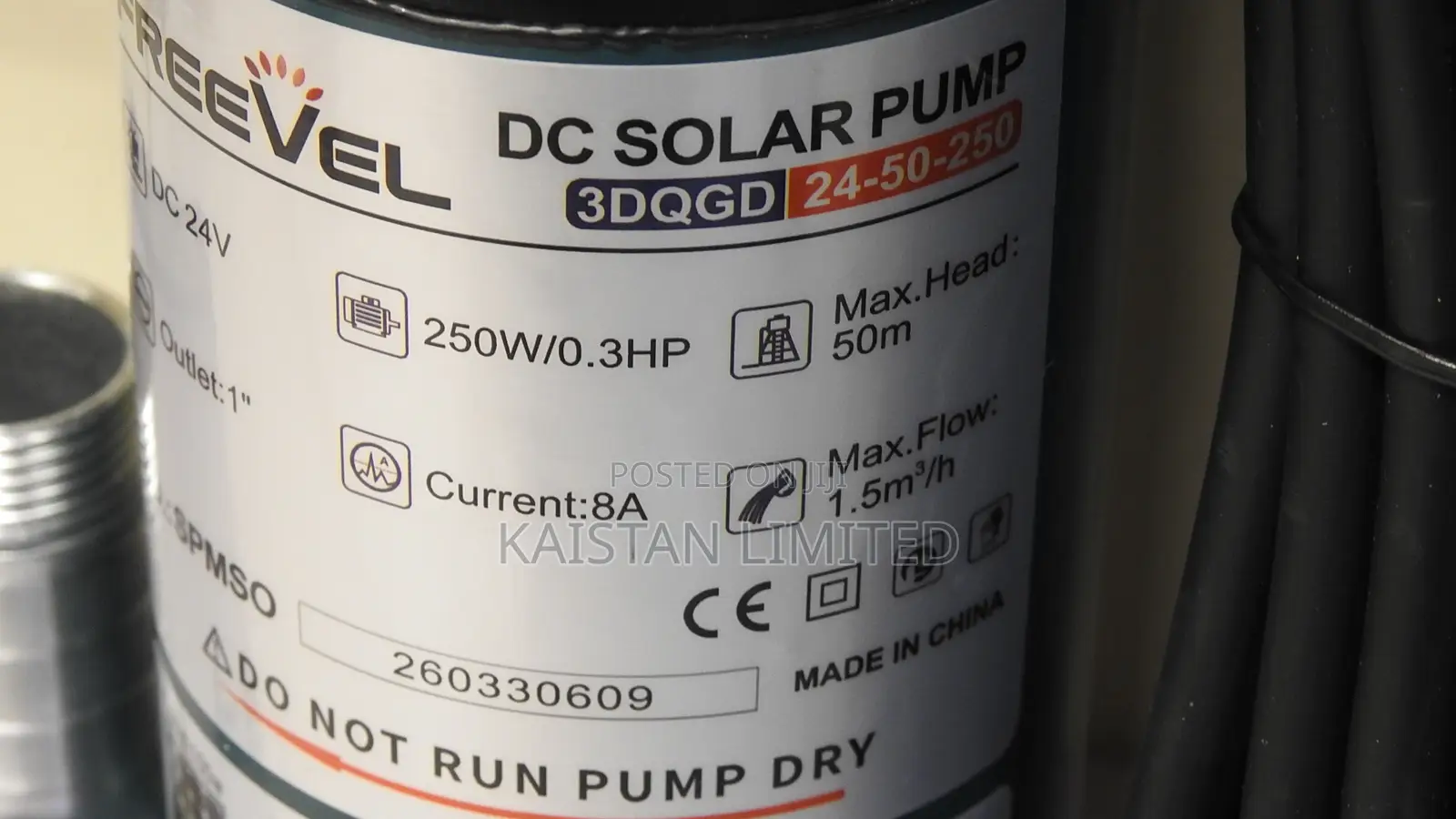 Freevel Solar Borehole Pump 250w 24v. Dc Submersible Water Pump