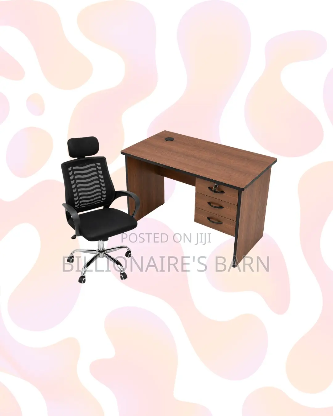 Compact 1m Desk and Headrest Mesh Chair for Tidy Working