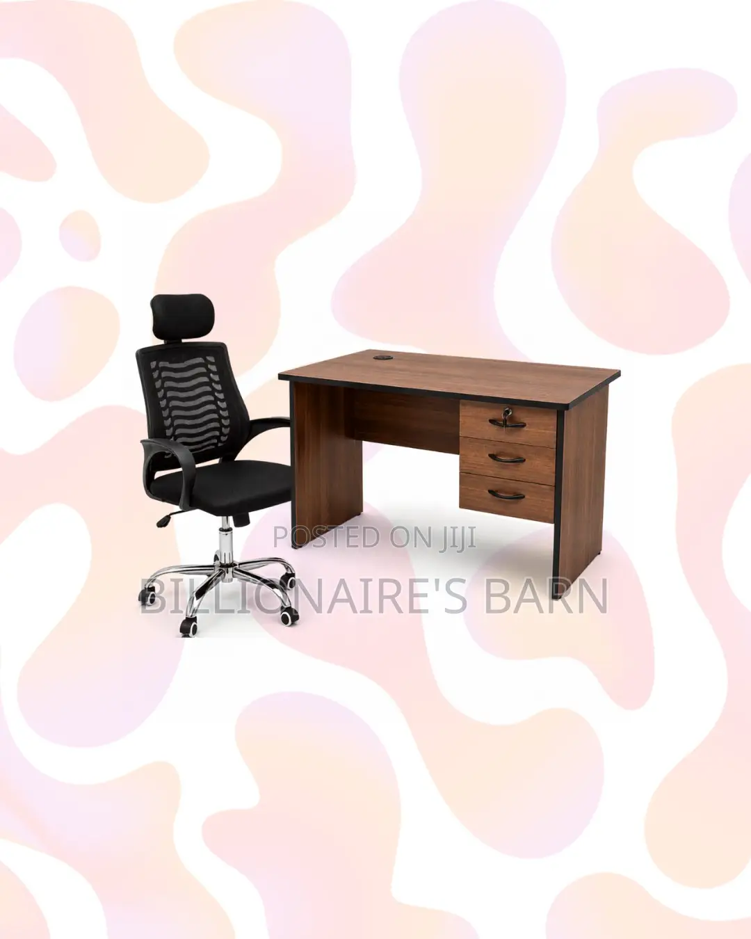 Compact 1m Desk and Headrest Mesh Chair for Tidy Working