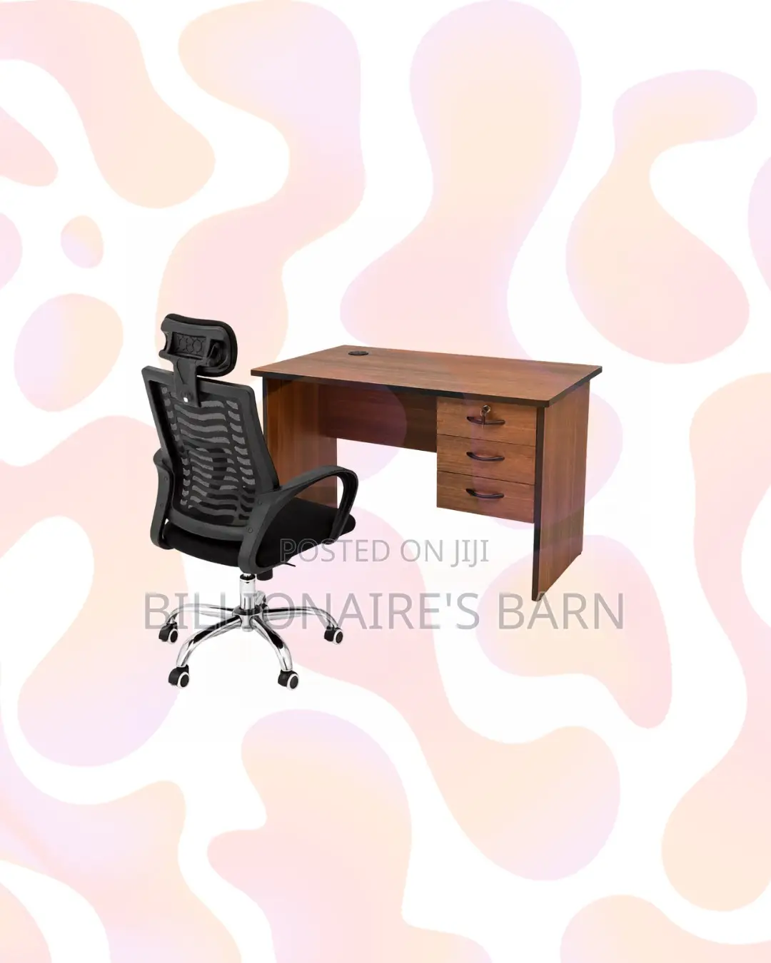Compact 1m Desk and Headrest Mesh Chair for Tidy Working
