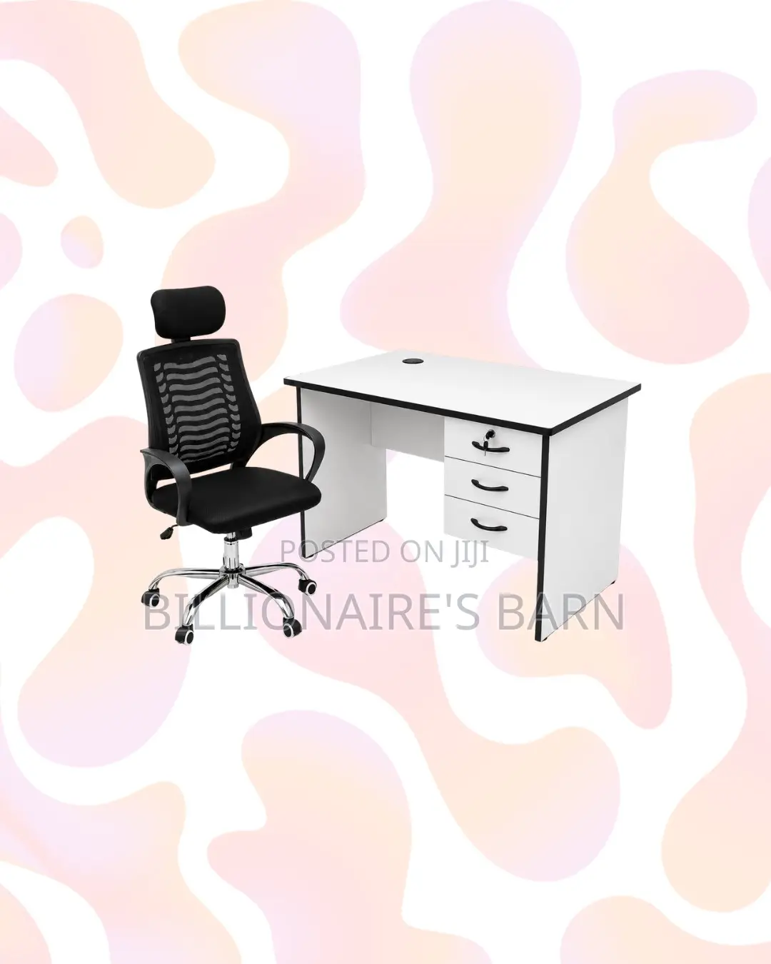 Compact 1m Desk and Headrest Mesh Chair for Task Flow