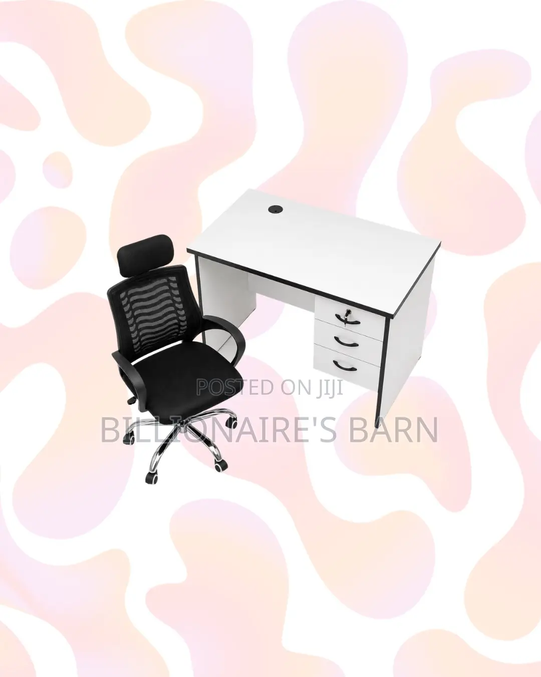 Compact 1m Desk and Headrest Mesh Chair for Task Flow