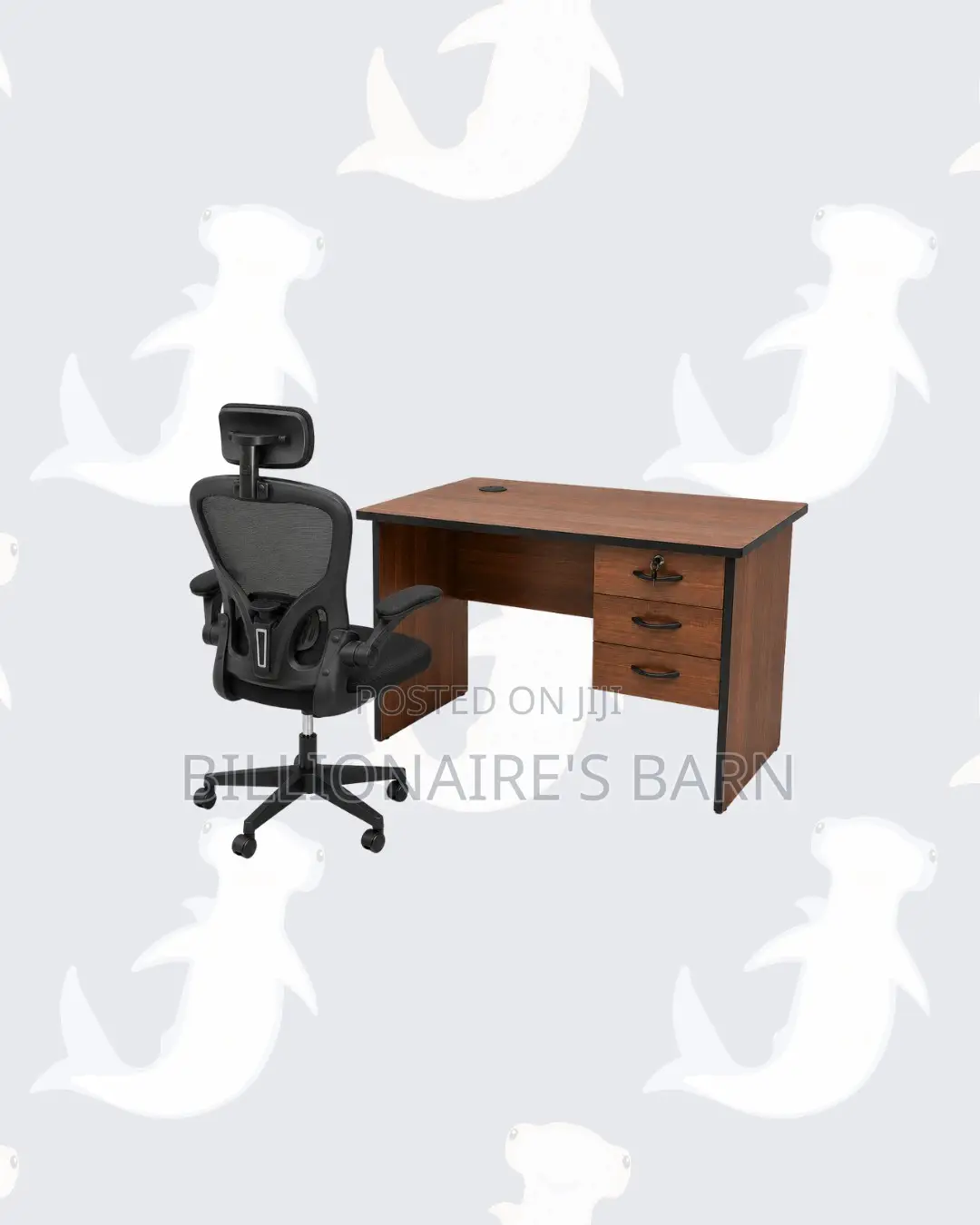 Compact 1m Desk and Black Flip-Up Arms Ergonomic Chair for Task Flow