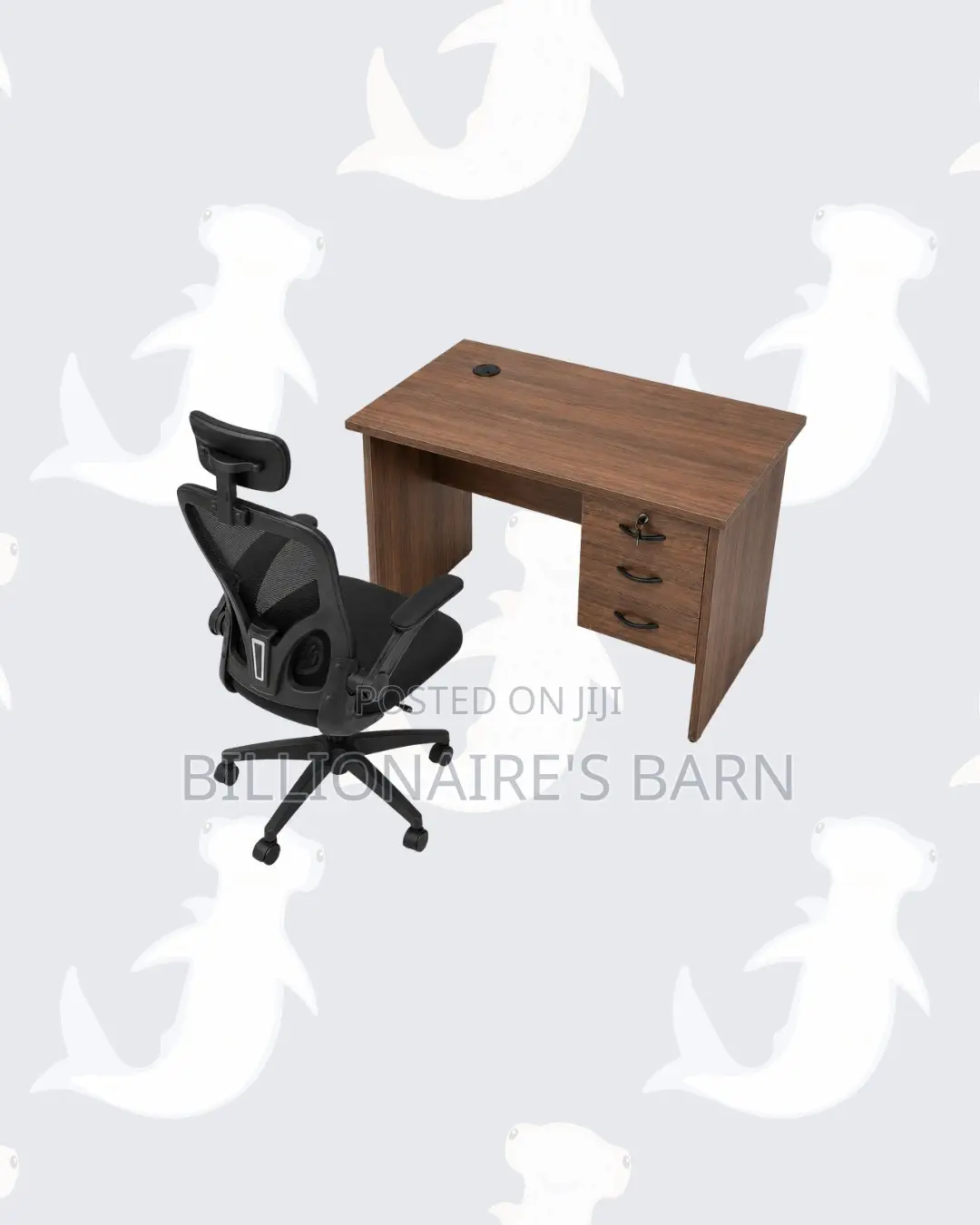 Compact 1m Desk Black Flip-Up Arms Ergonomic Chair for Office Routines
