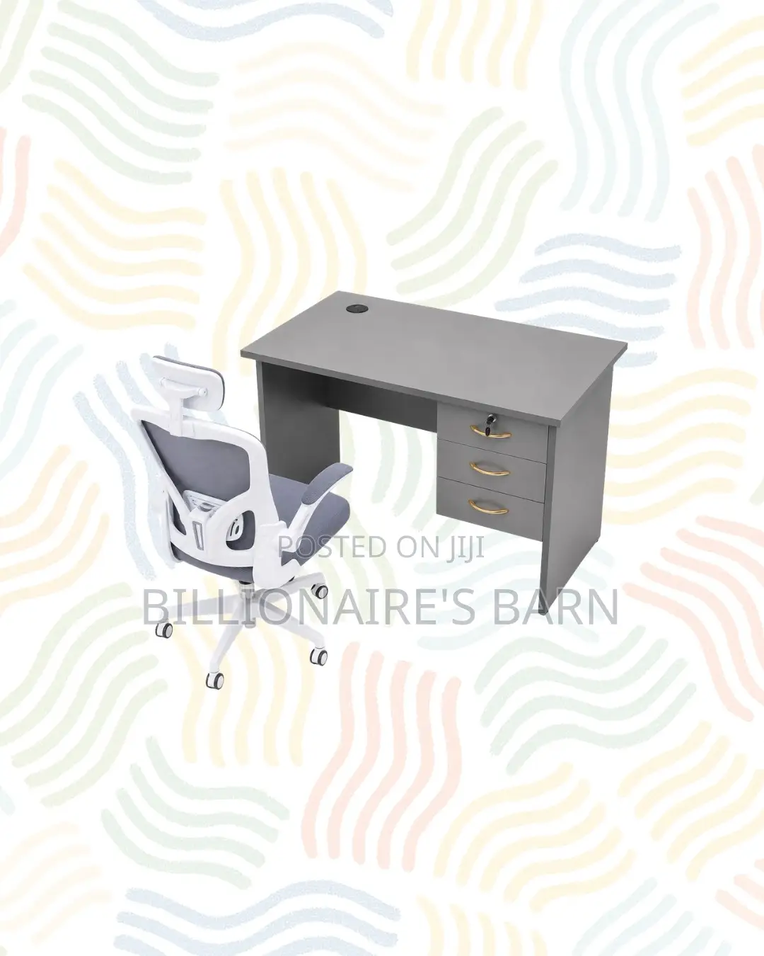 Compact 1m Desk and White Flip-Up Arms Ergonomic Chair for Task Flow
