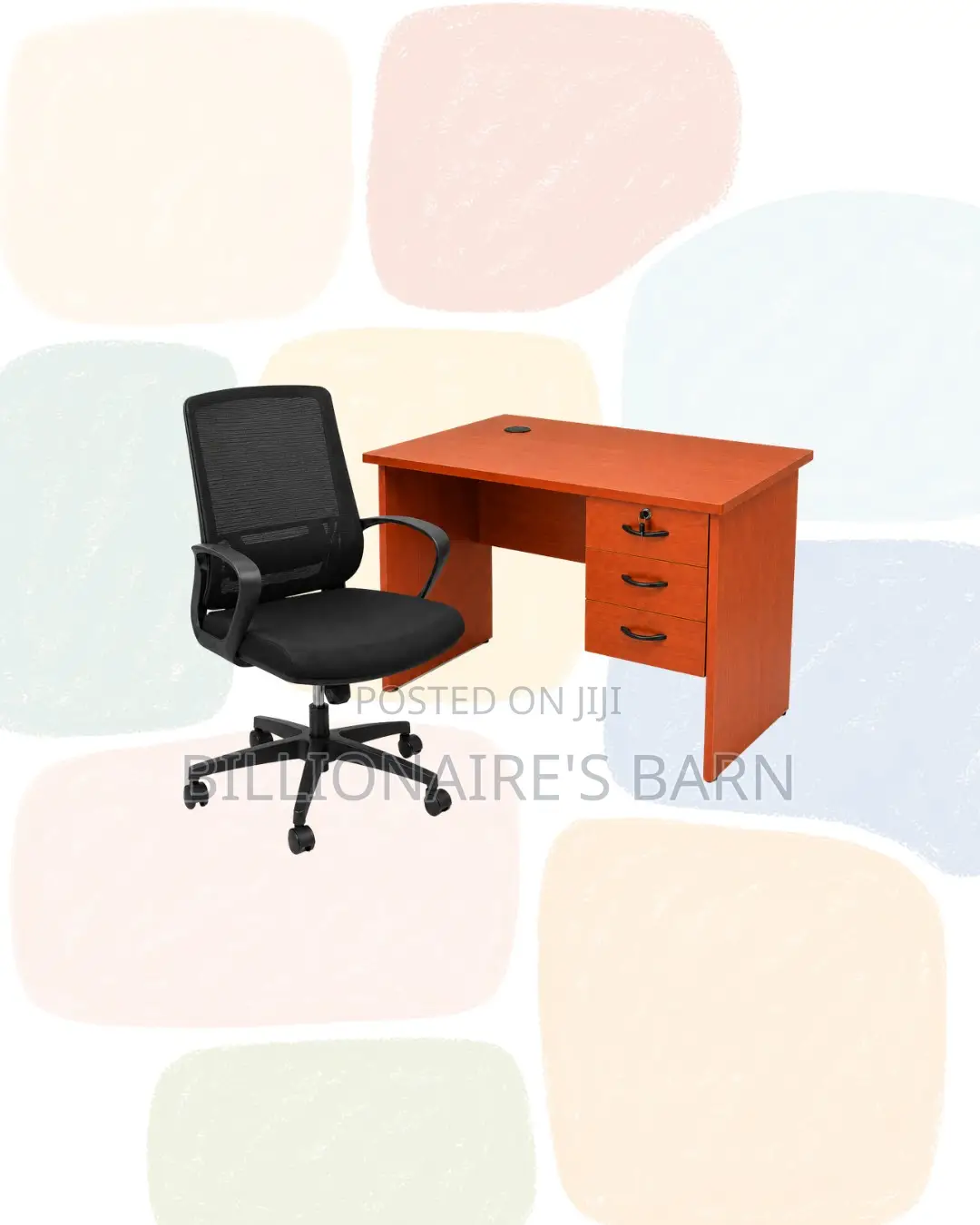 Compact 1m Desk Black Mid-Back Ergonomic Mesh Chair for Tidy Working