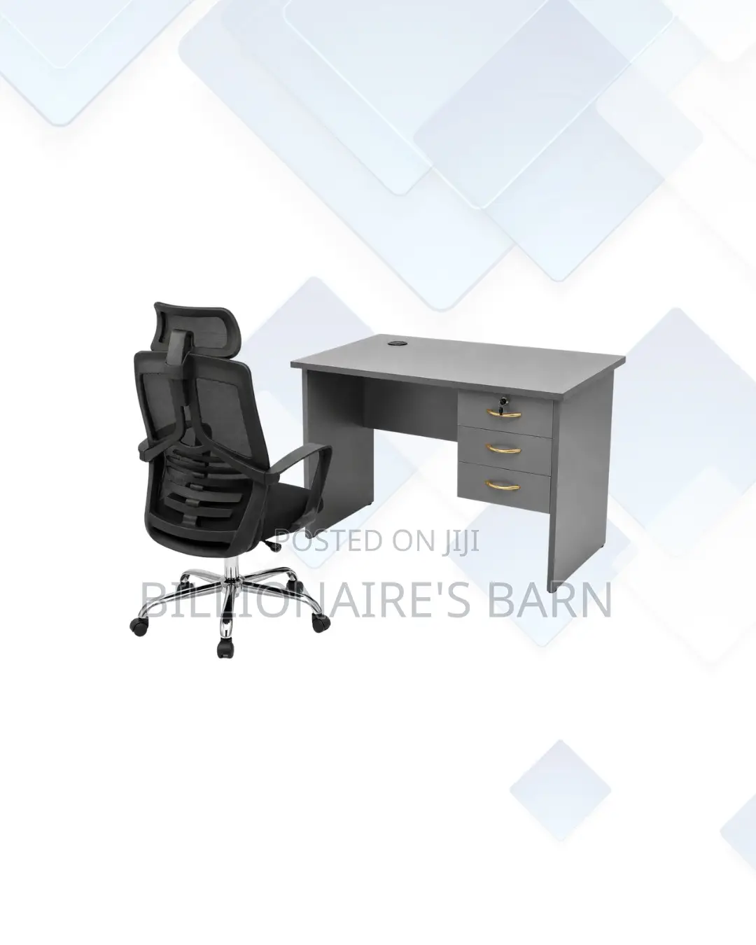 Compact 1m Desk and High-Back Ergonomic Mesh Chair for Tidy Working