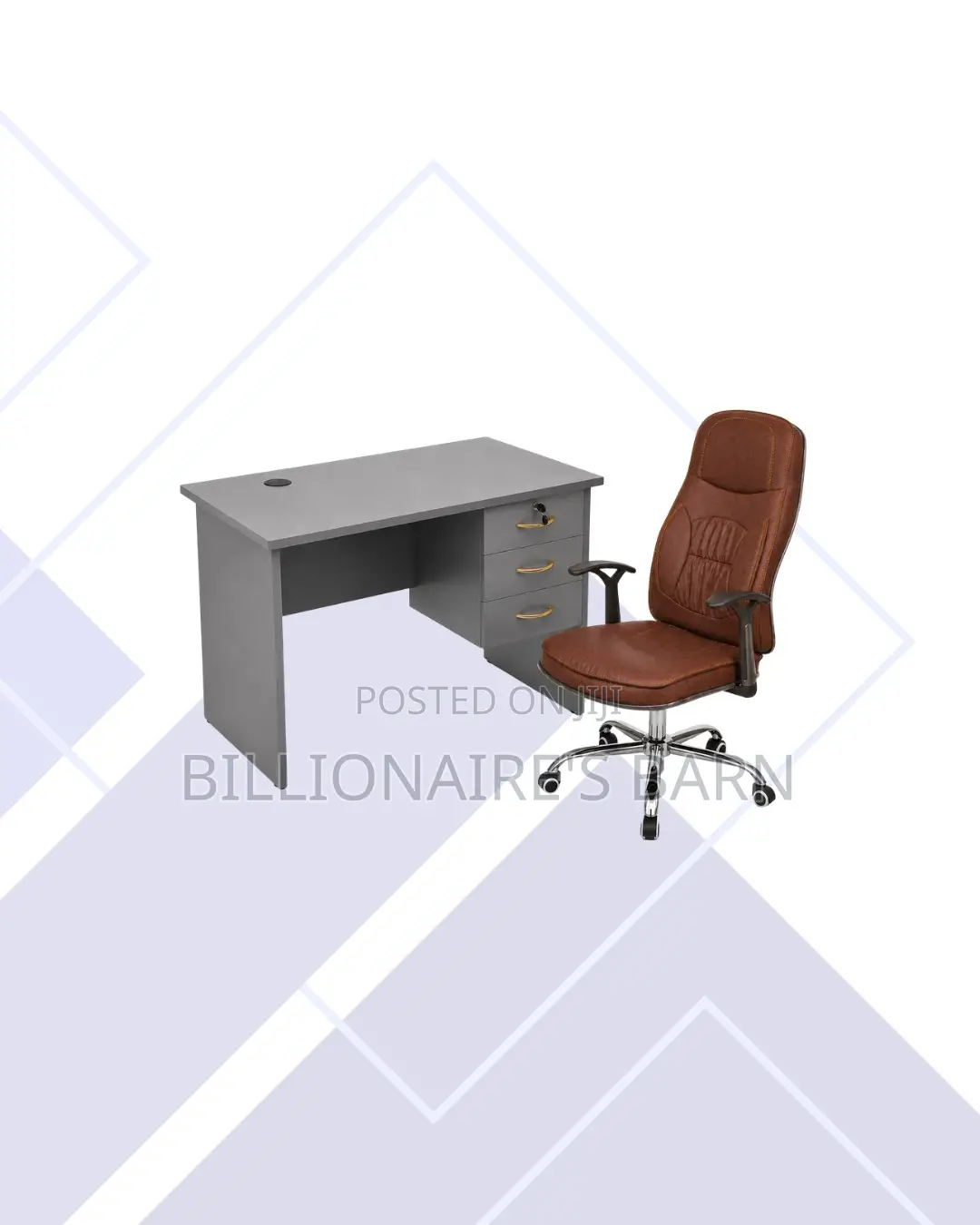 Compact 1m Desk and Brown Executive Leather Chair for Task Flow