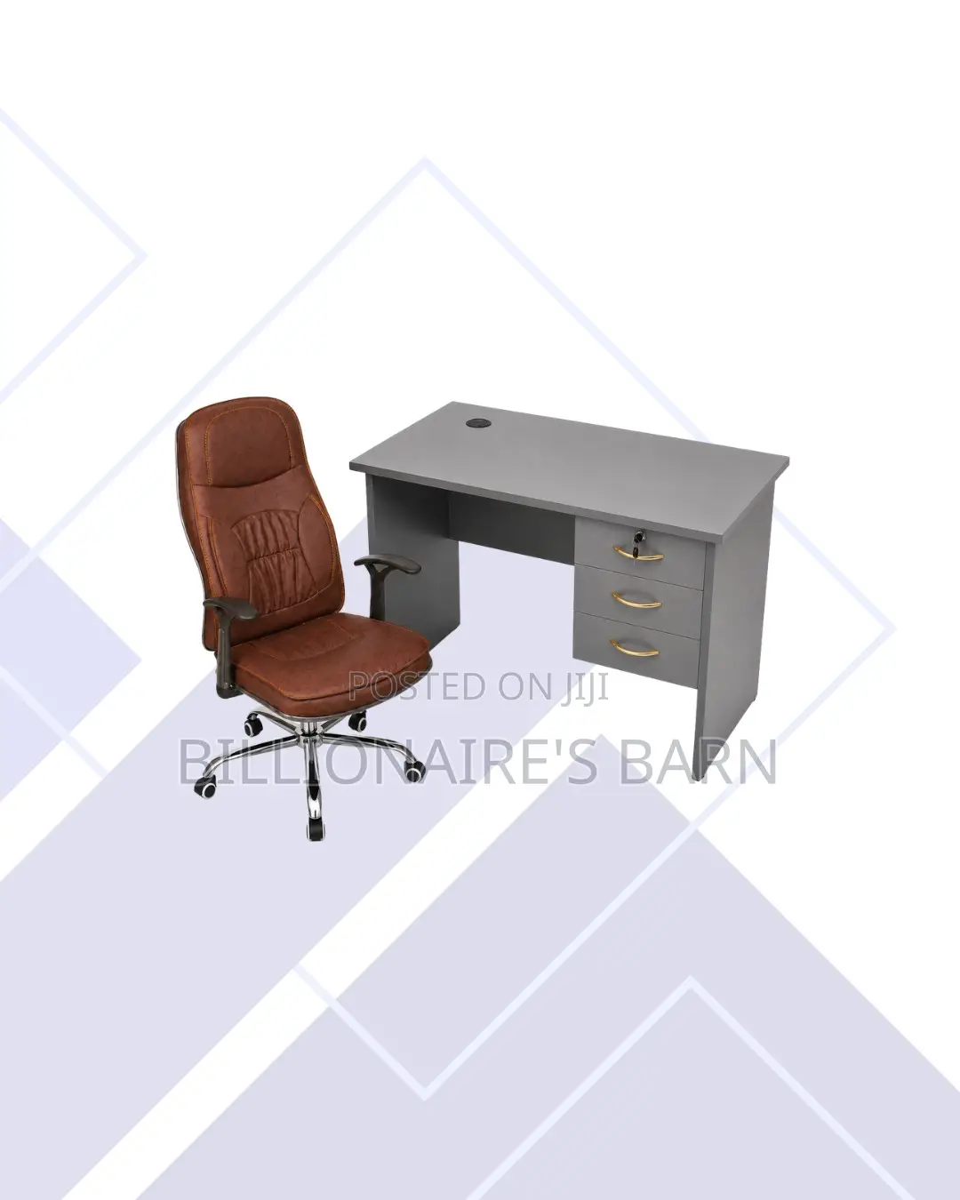 Compact 1m Desk and Brown Executive Leather Chair for Task Flow