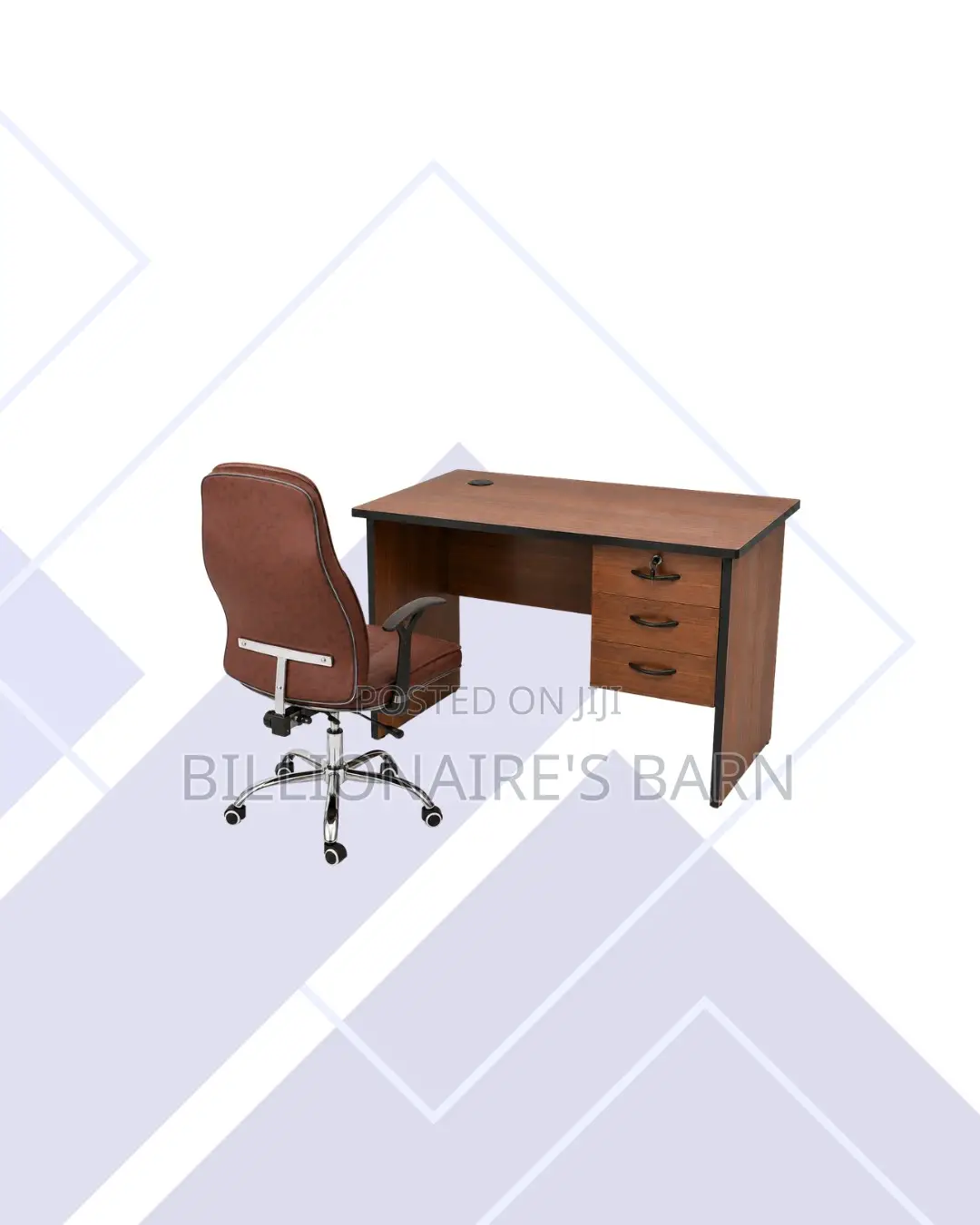 Compact 1m Desk and Brown Executive Leather Chair for Study Sessions