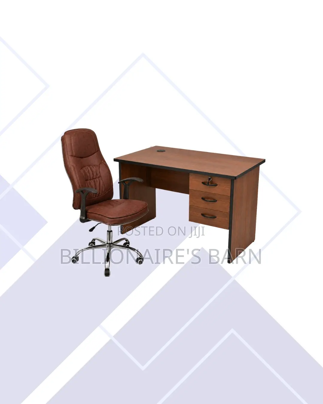 Compact 1m Desk and Brown Executive Leather Chair for Study Sessions