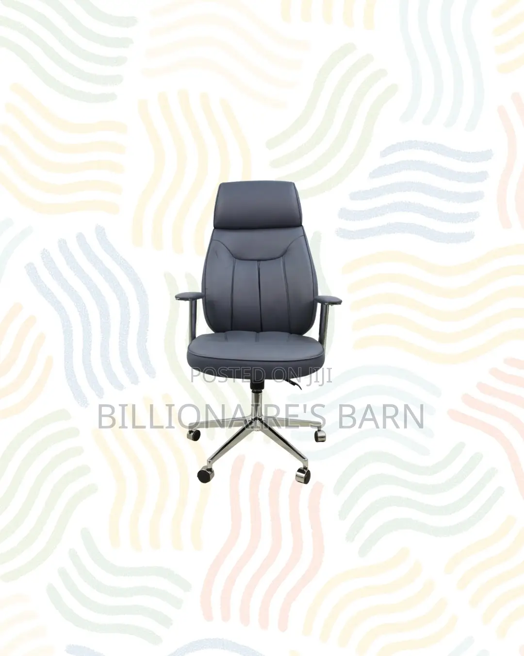 Grey Executive Leather Chair High Back for Daily Office Comfort