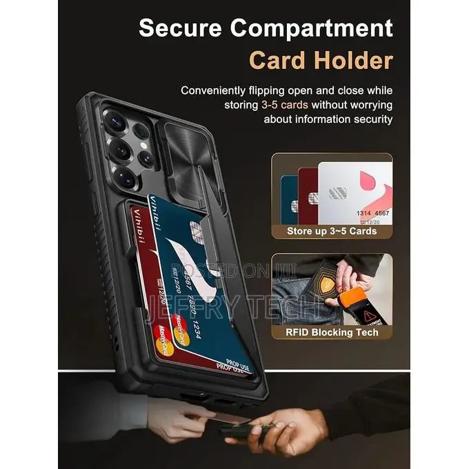 Samsung Galaxy S25 Ultra Case Wallet With Card Holder, Black Rfid Bloc