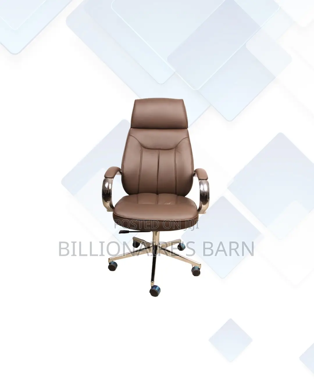Practical Brown Executive Leather Chair High Back for Home Office Use