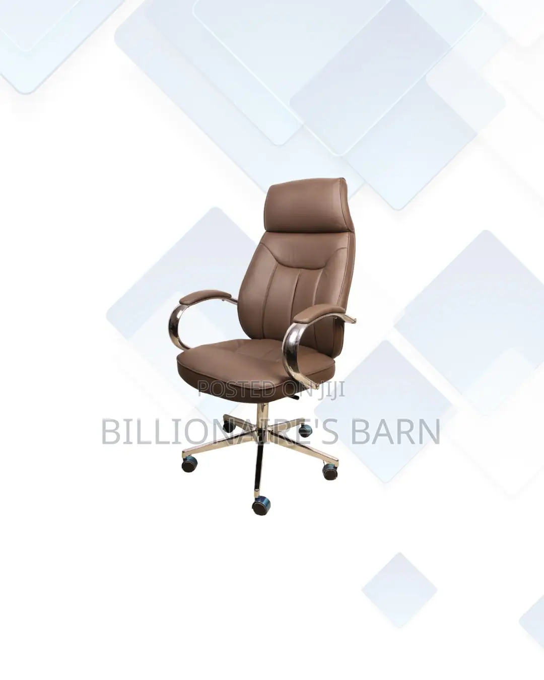 Practical Brown Executive Leather Chair High Back for Home Office Use