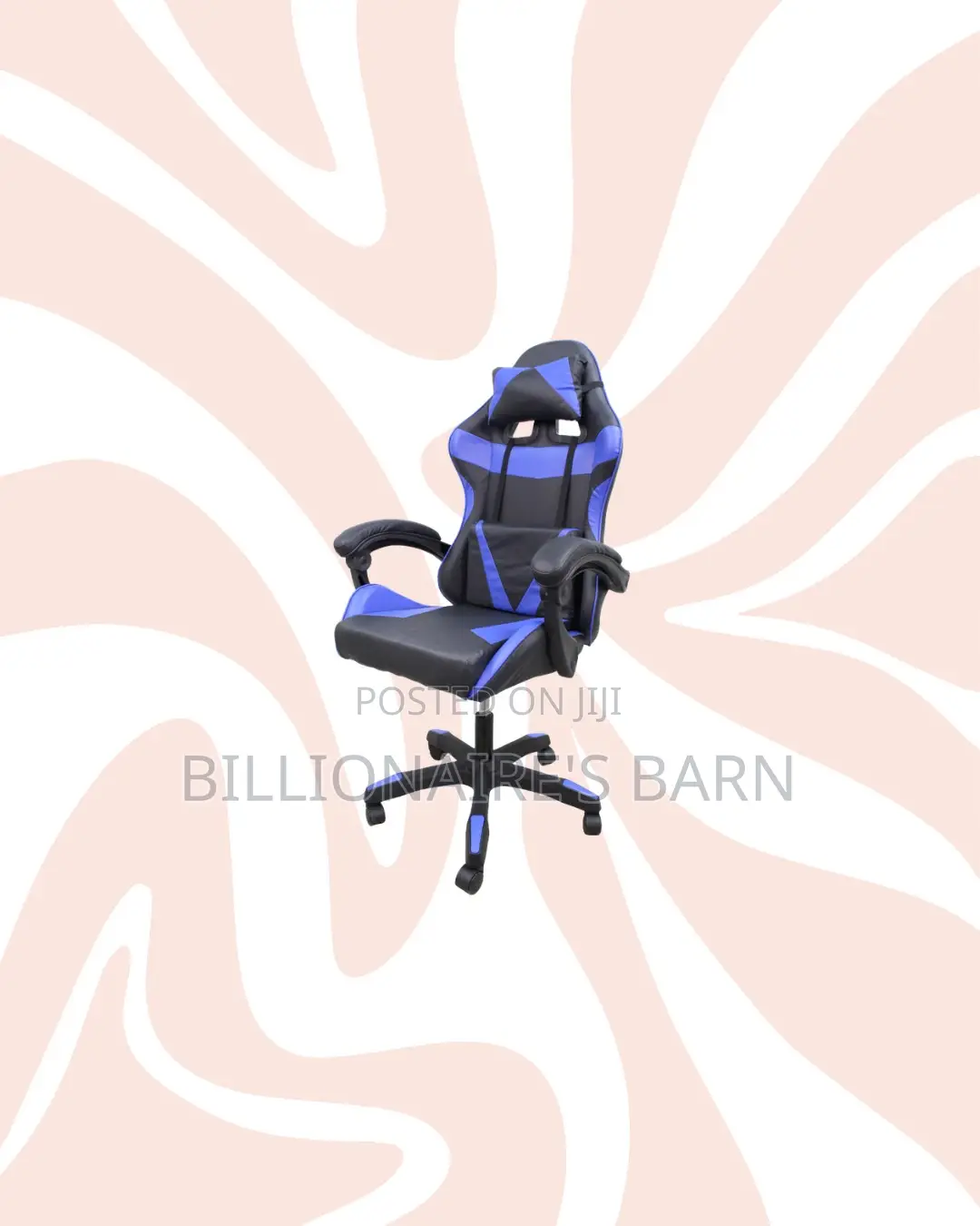Blue Racing Gaming Chair Ergonomic Support for Home Office Use