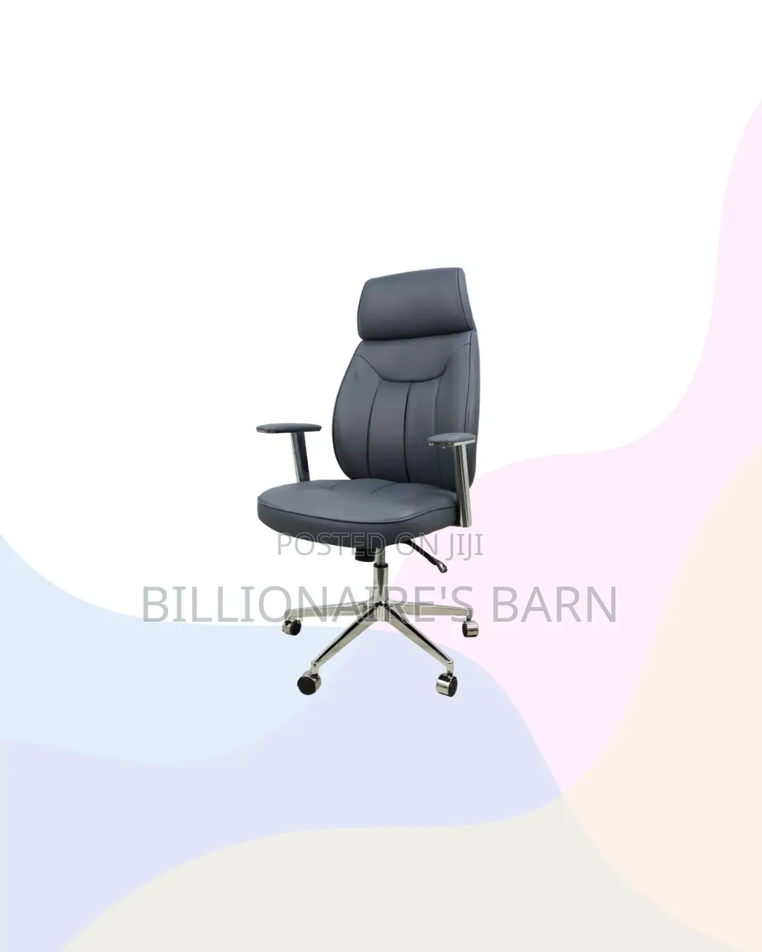 Grey Executive Leather Chair High Back for Long Sitting Hours