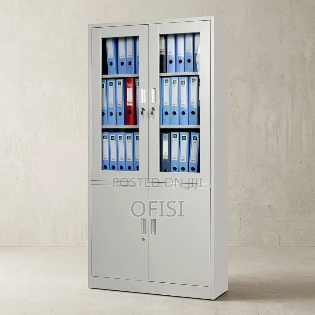 Office Cabinet; 2-door Half Glass Document Cabinet