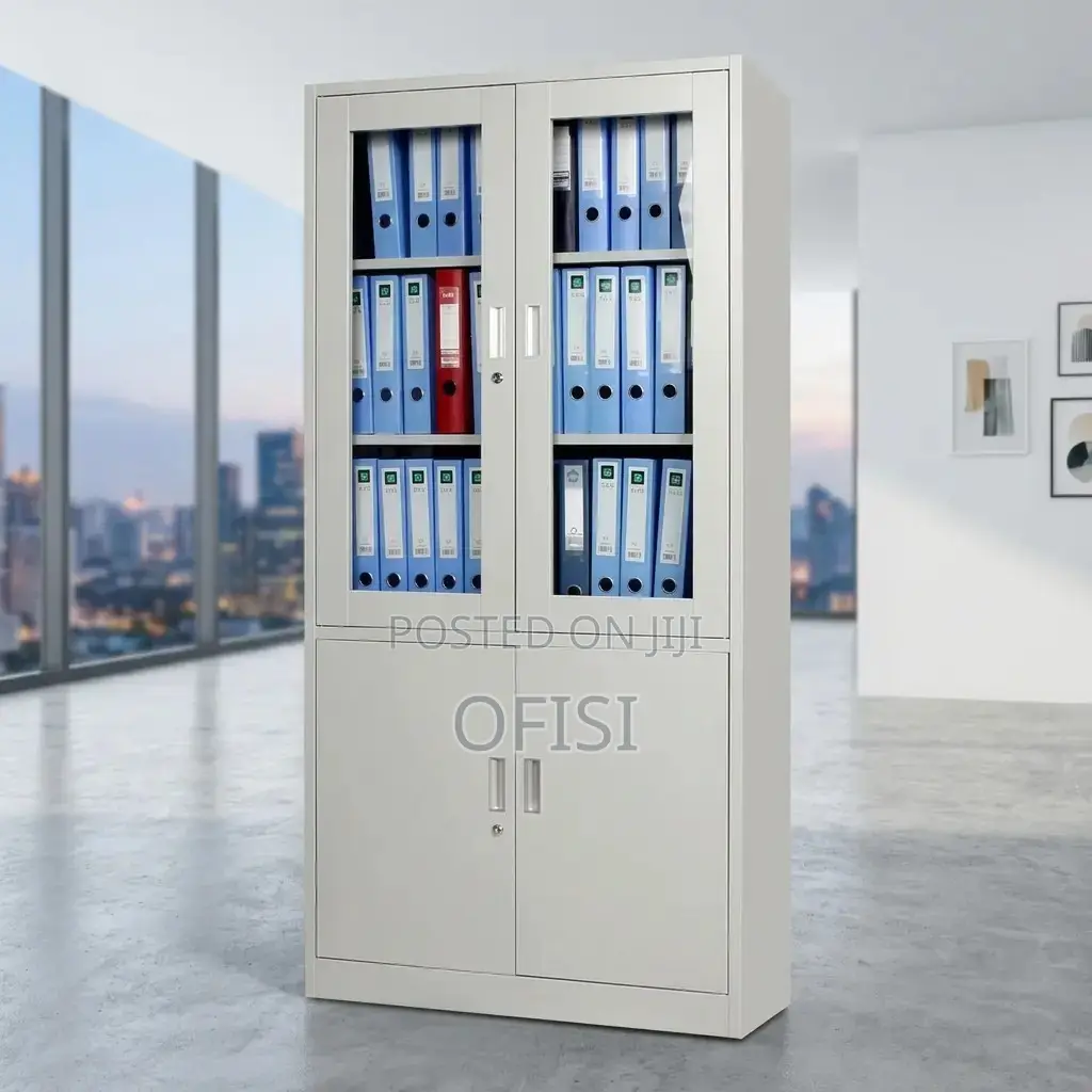 Office Cabinet; 2-door Half Glass Document Cabinet