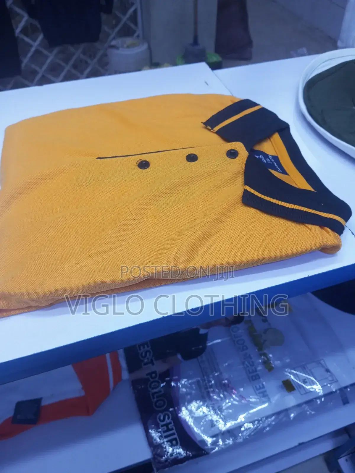 Mastard Yellow Body, Collar Black Poloshirts Available