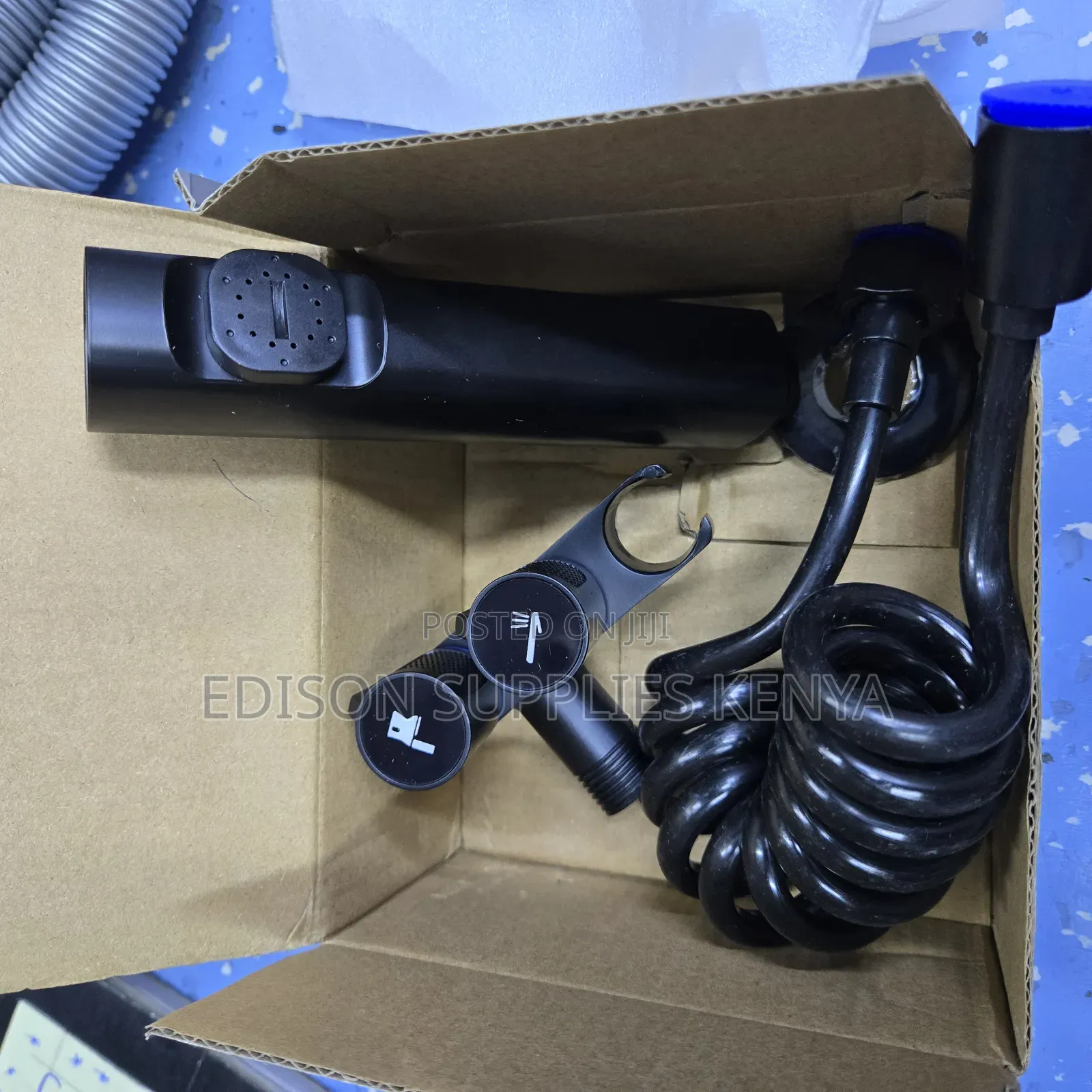 Arabic Shower With Angle Valve Black Shattaf Rubber Coil Flex Bidets