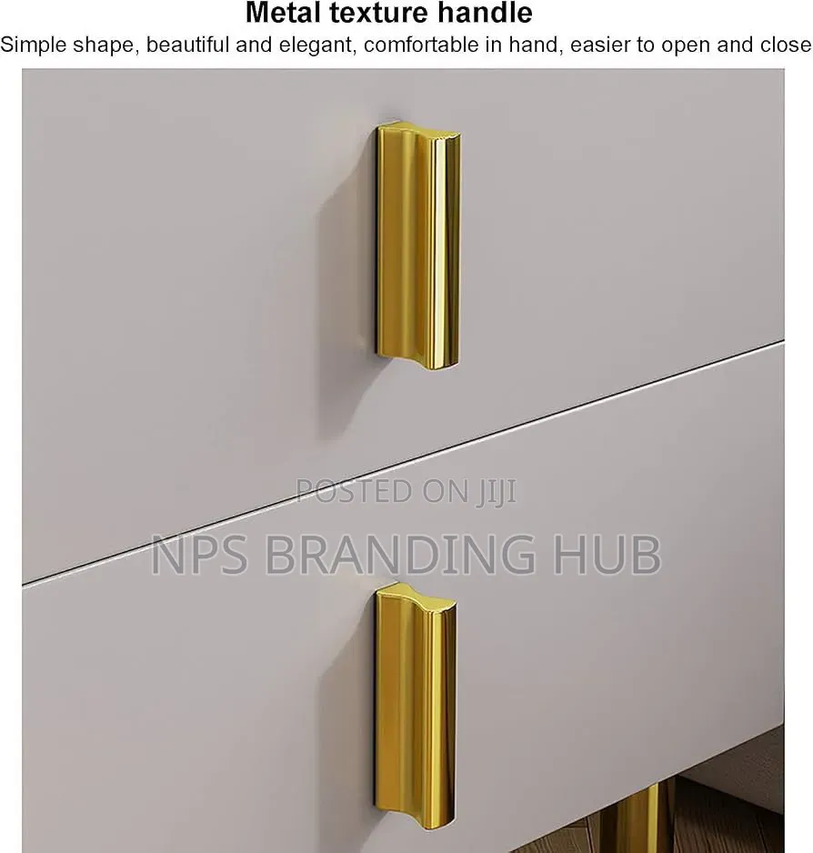 Modern Bedside Nightstand With 2 Drawers and Metallic Legs (Be