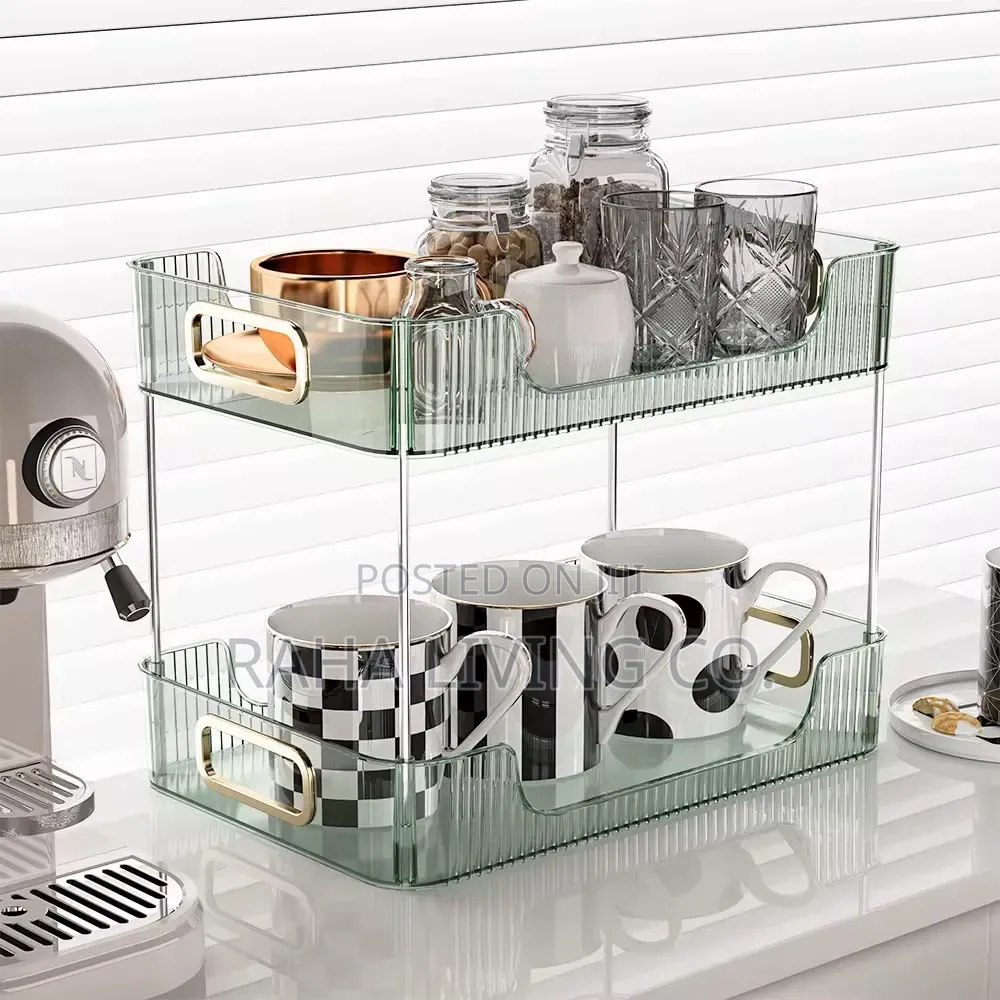 2 Tier Rectangular Countertop Storage Organizer | Multi-Colour