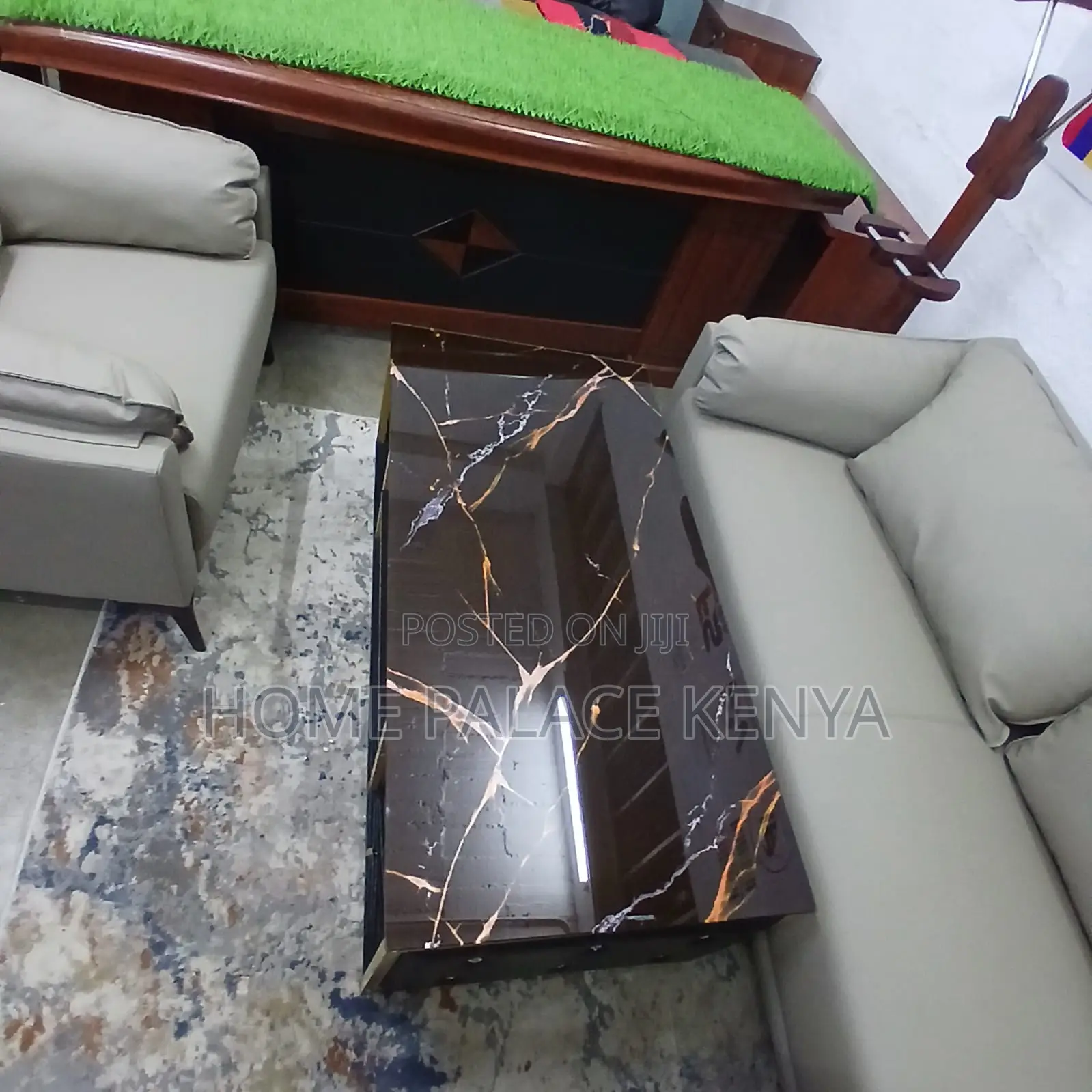 Coffee Table: Glass Table With Leather Sides Tufted With Crystals