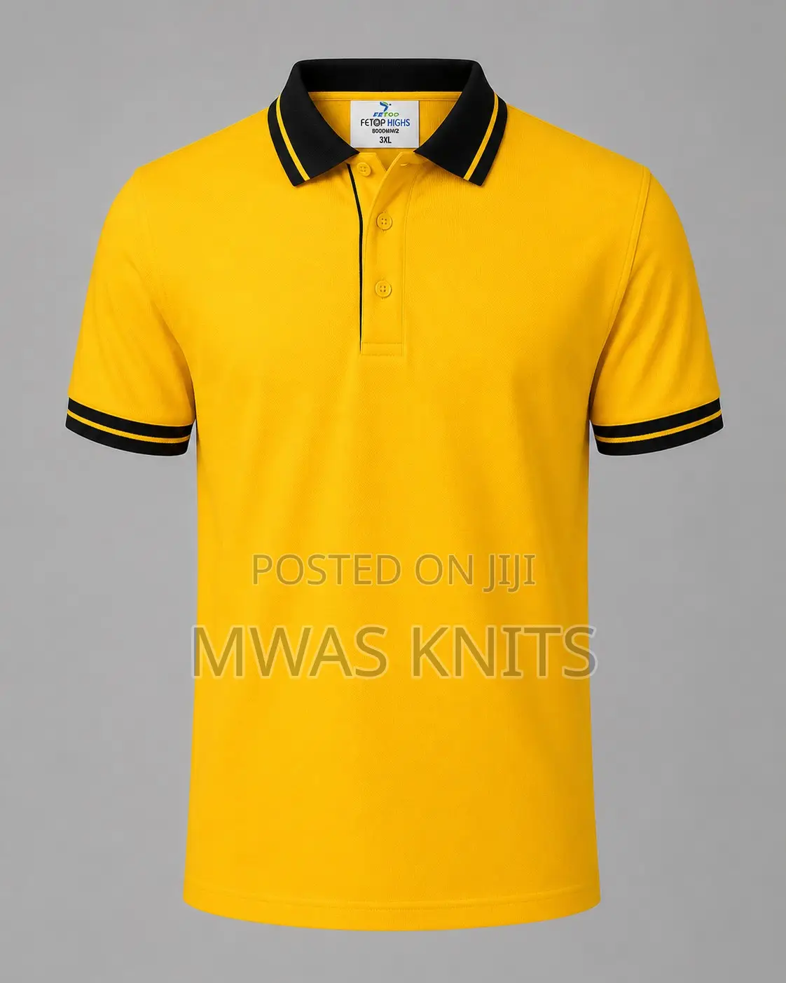 Yellow Collar Black Polo T Shirt Fashion Cute