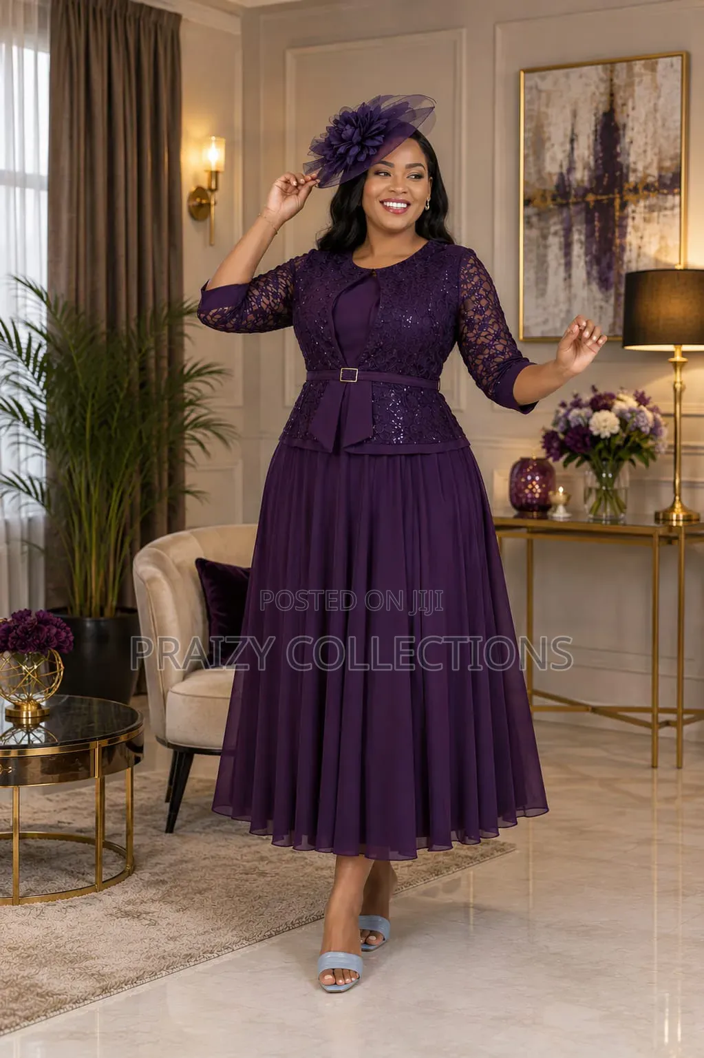Elegant Chiffon+Lace Maxi Occasion Dress