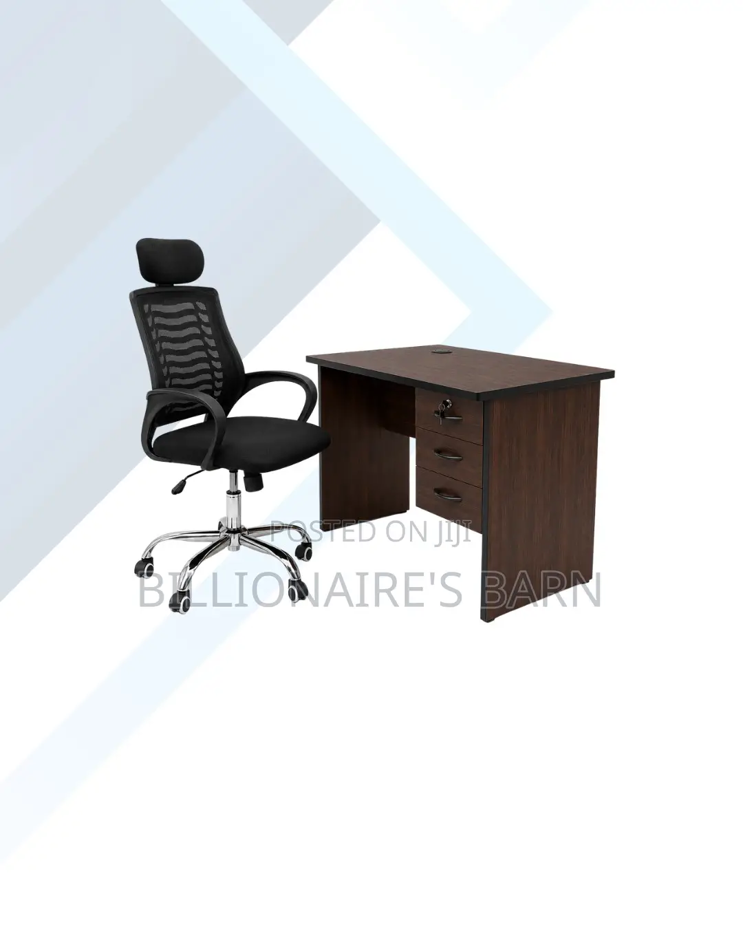 Compact 1m Desk and Headrest Mesh Chair for Practical Work