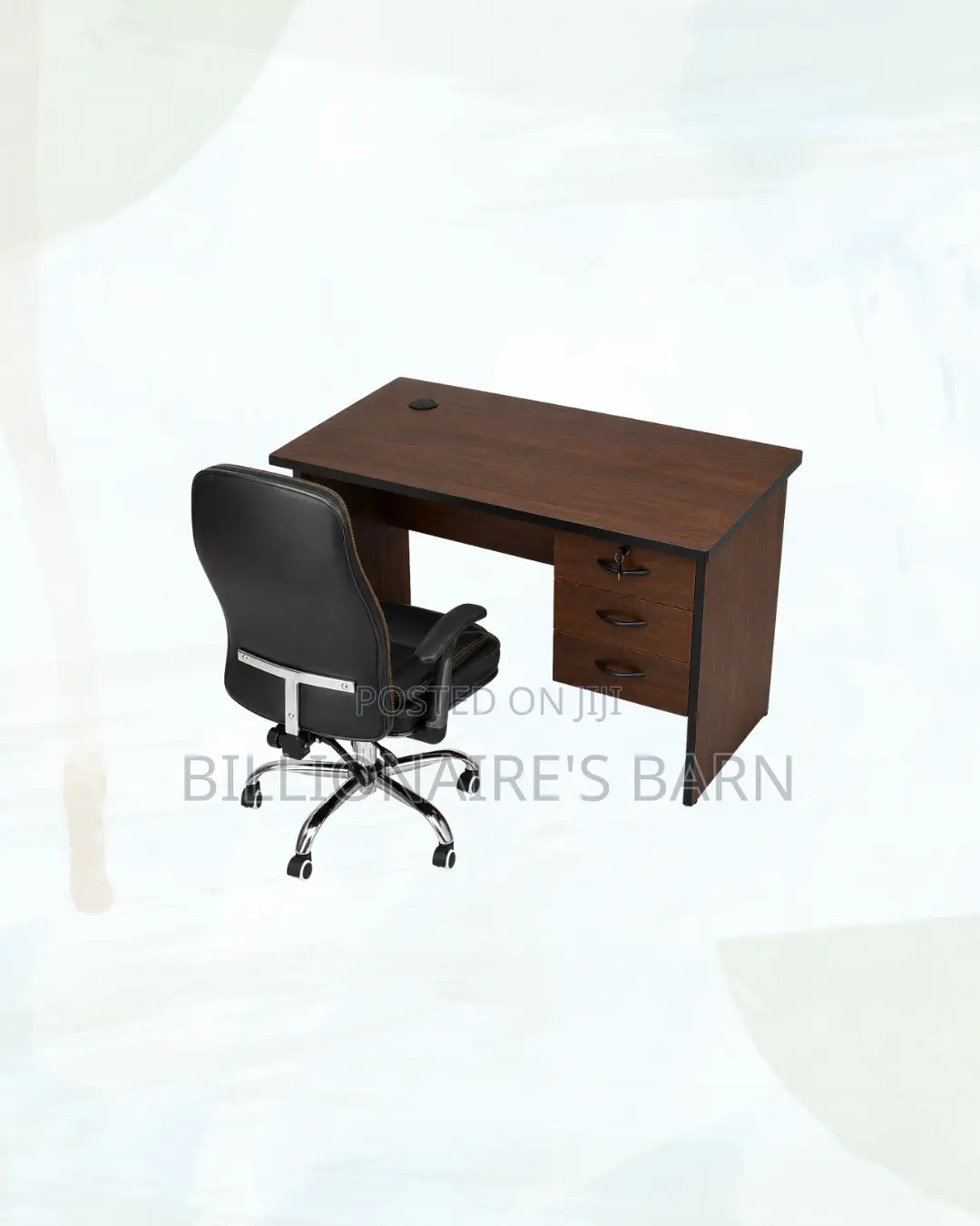 Compact 1m Desk and C35 Executive Leather Chair for Office Routines