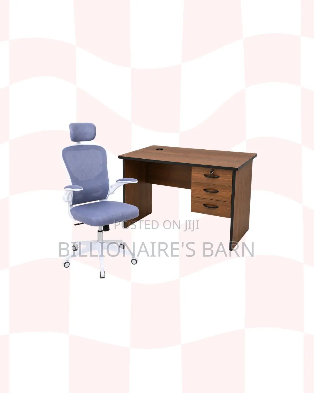 Compact 1m Desk ,White Flip-Up Arms Ergonomic Chair for Office Corners
