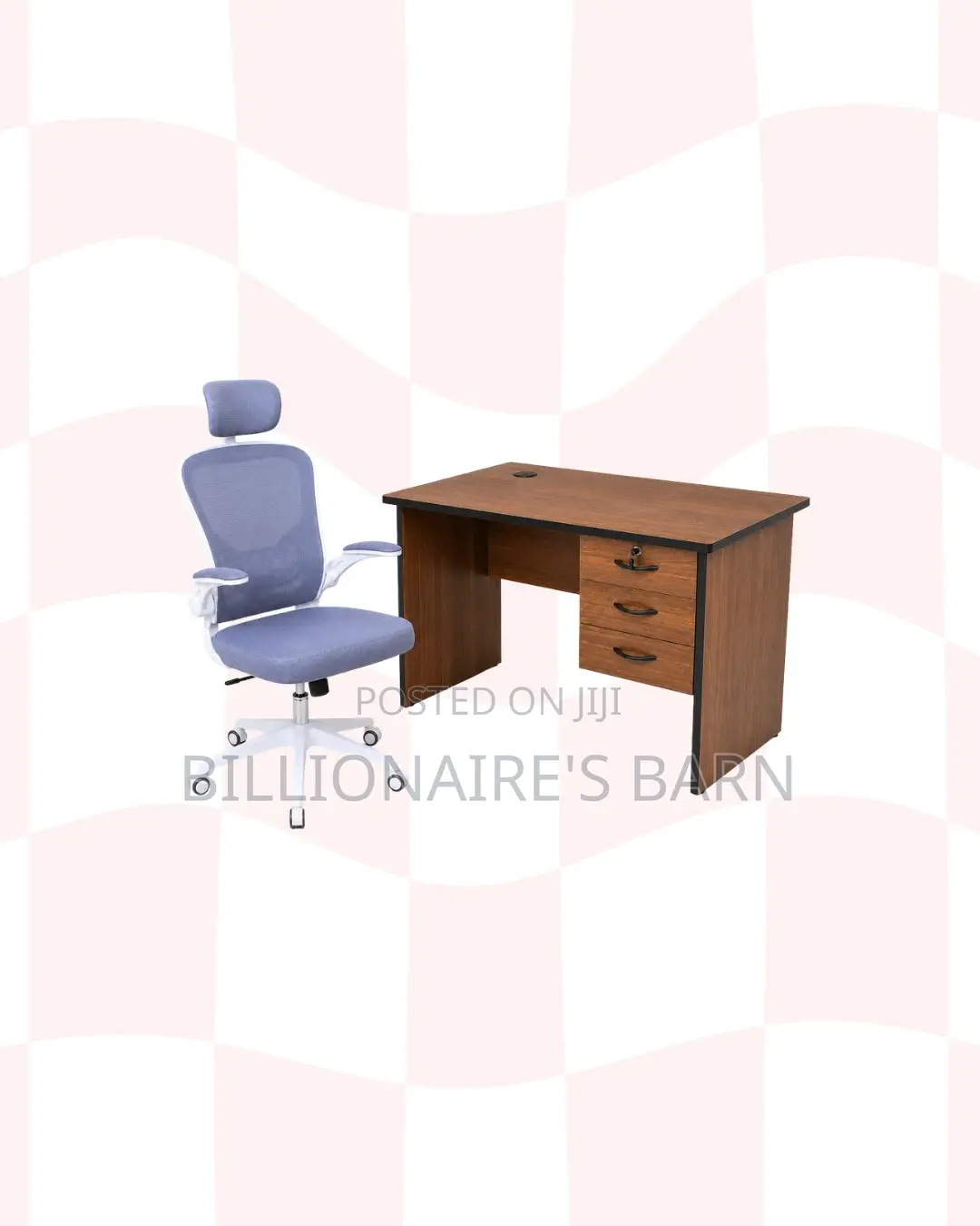 Compact 1m Desk ,White Flip-Up Arms Ergonomic Chair for Office Corners