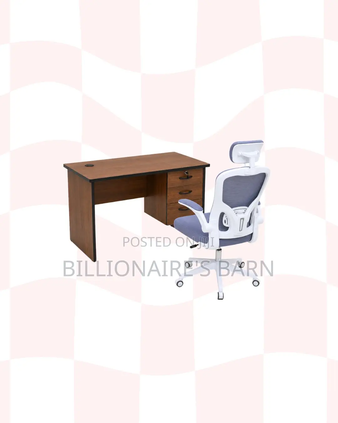 Compact 1m Desk ,White Flip-Up Arms Ergonomic Chair for Office Corners