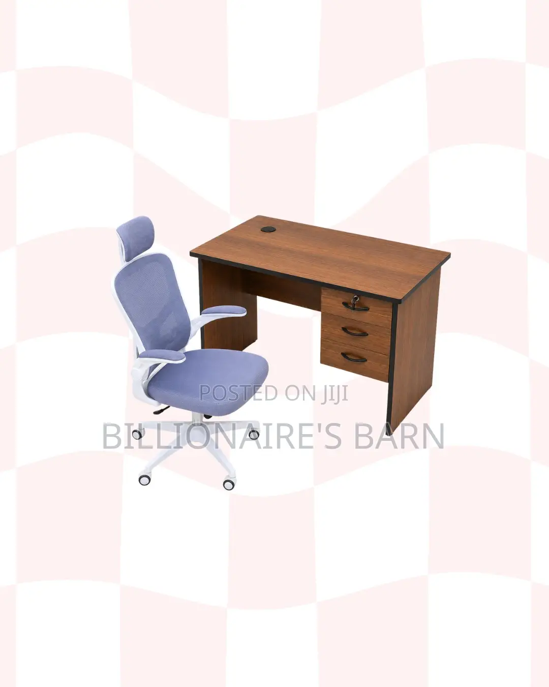 Compact 1m Desk ,White Flip-Up Arms Ergonomic Chair for Office Corners