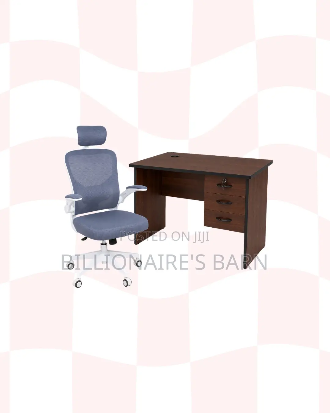 Compact 1m Desk White Flip-Up Arms Ergonomic Chair for Workday Support