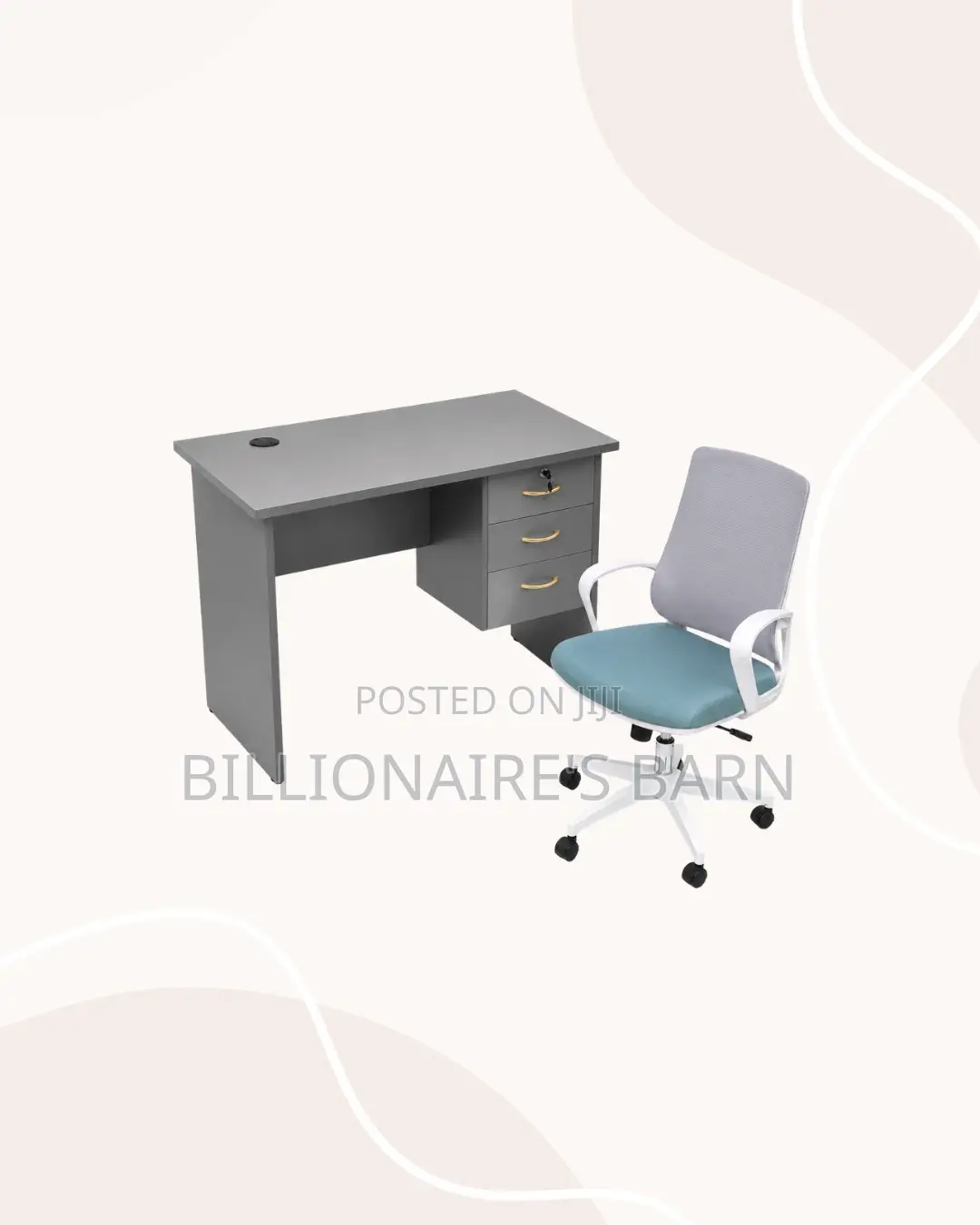 Compact 1m Desk White Mid-Back Ergonomic Mesh Chair for Compact Spaces