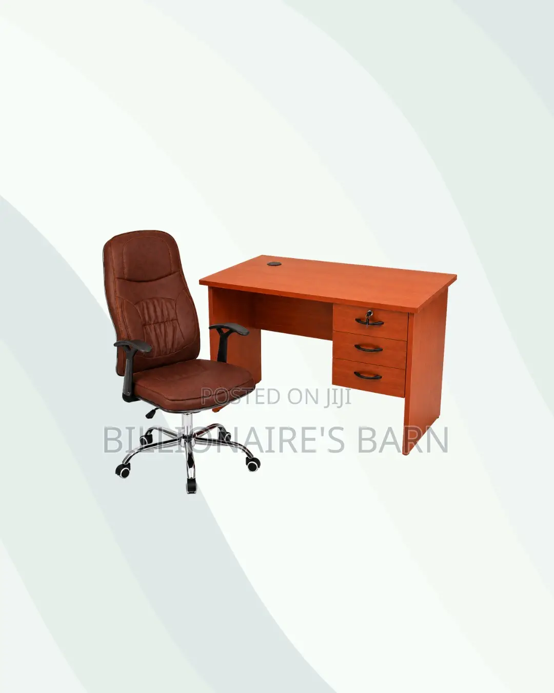 Compact 1m Desk and Brown Executive Leather Chair for Professional Use