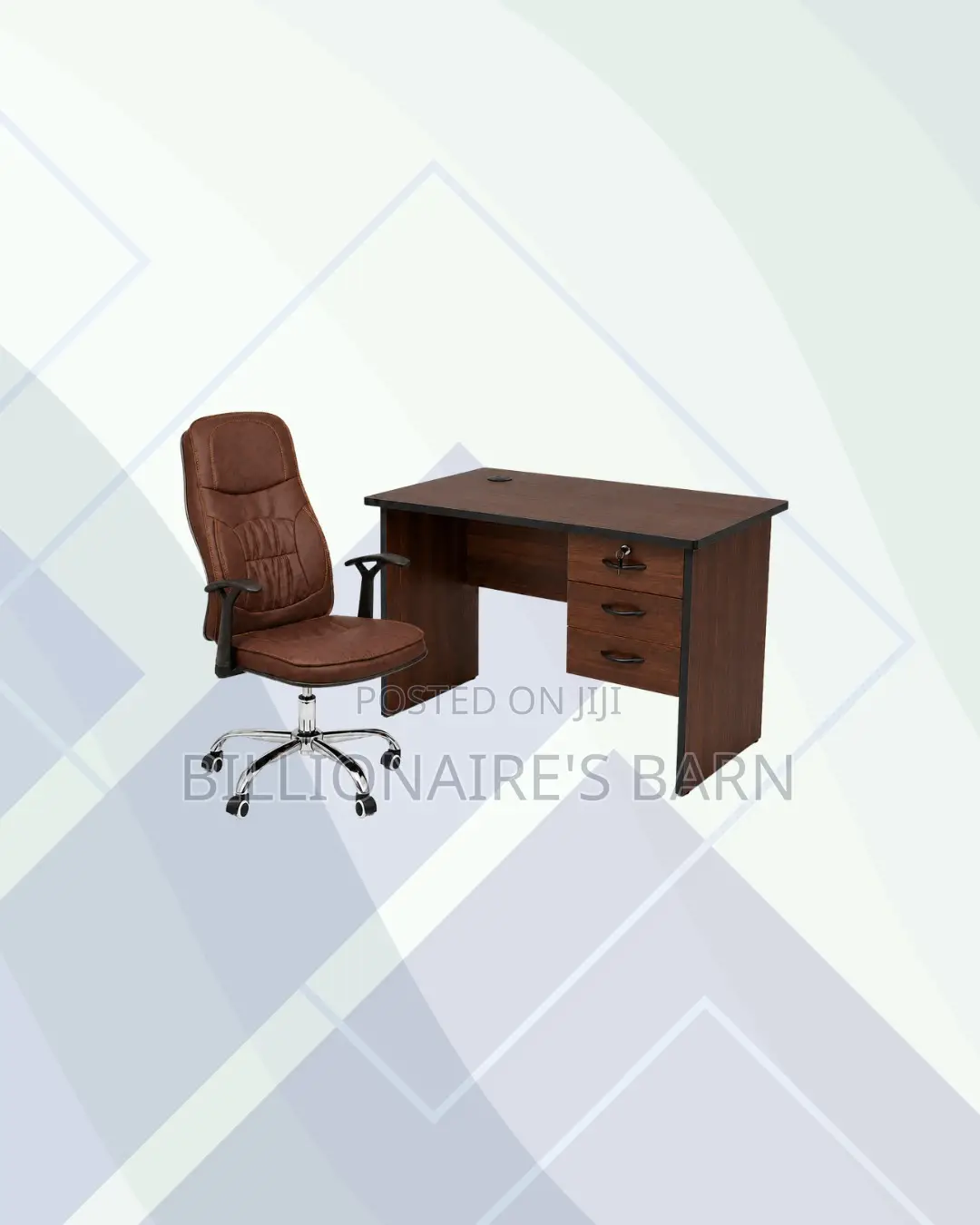 Compact 1m Desk and Brown Executive Leather Chair for Workday Support