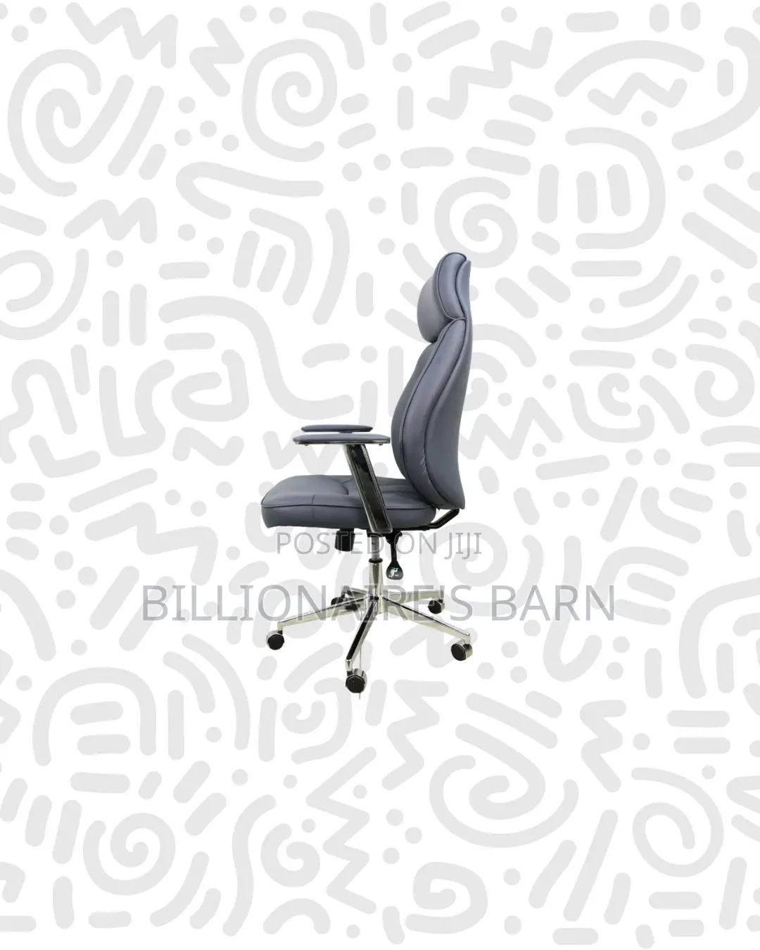 Grey Executive Leather Chair High Back for Compact Work Areas