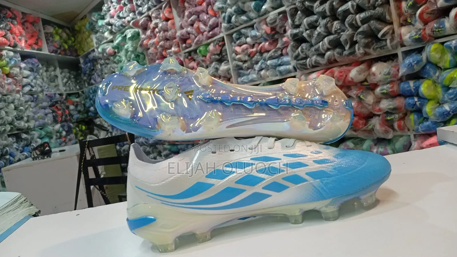 Adidas Predator Soccer Cleats/Boots a Vibrant White and Clear Sky