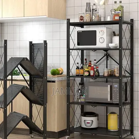Big Size 5-Tier Foldable Kitchen Rack With Wheels - Pt
