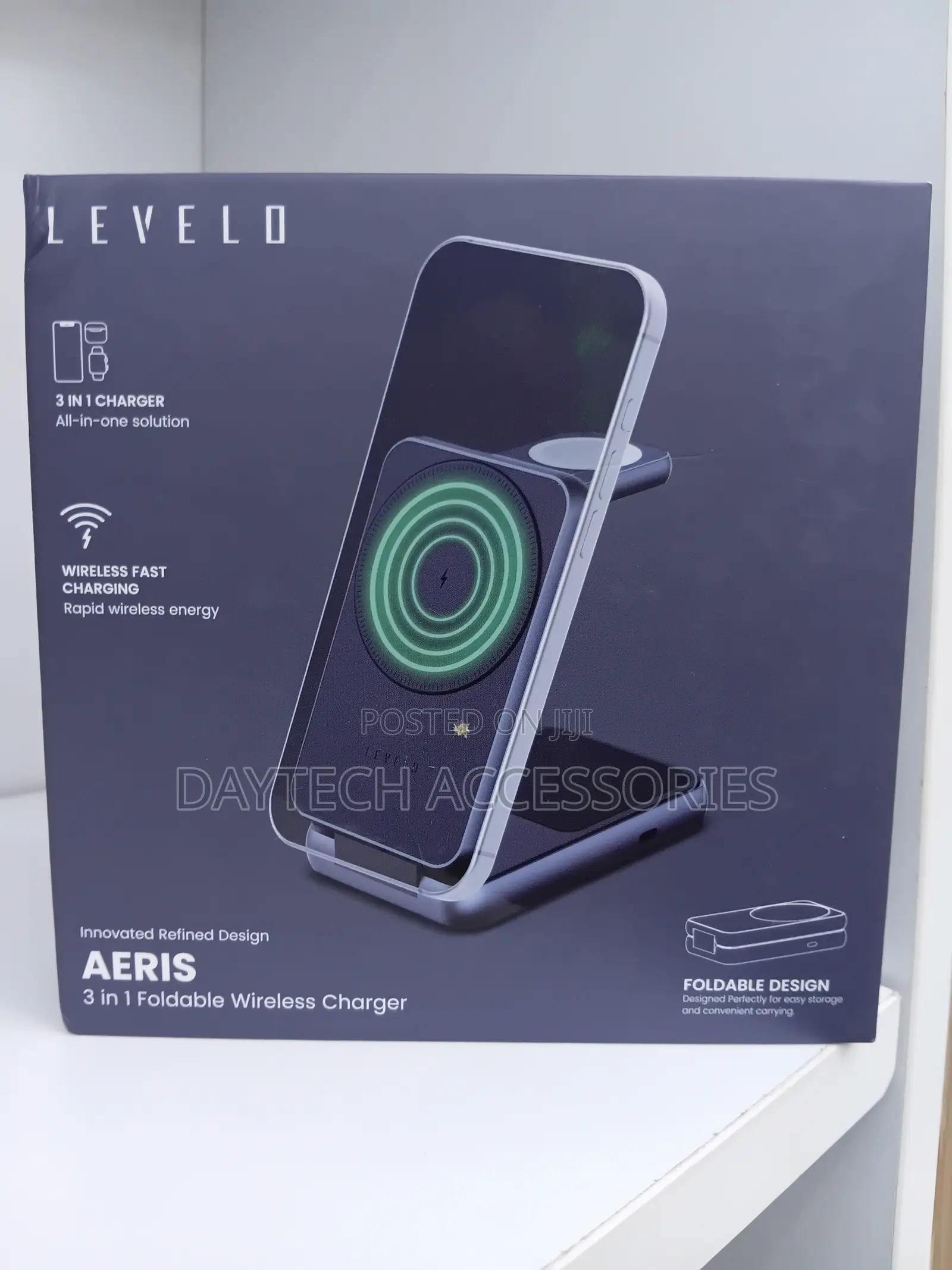 Levelo Aeris 3-in-1 Foldable Wireless Charger - Cloudy Gray