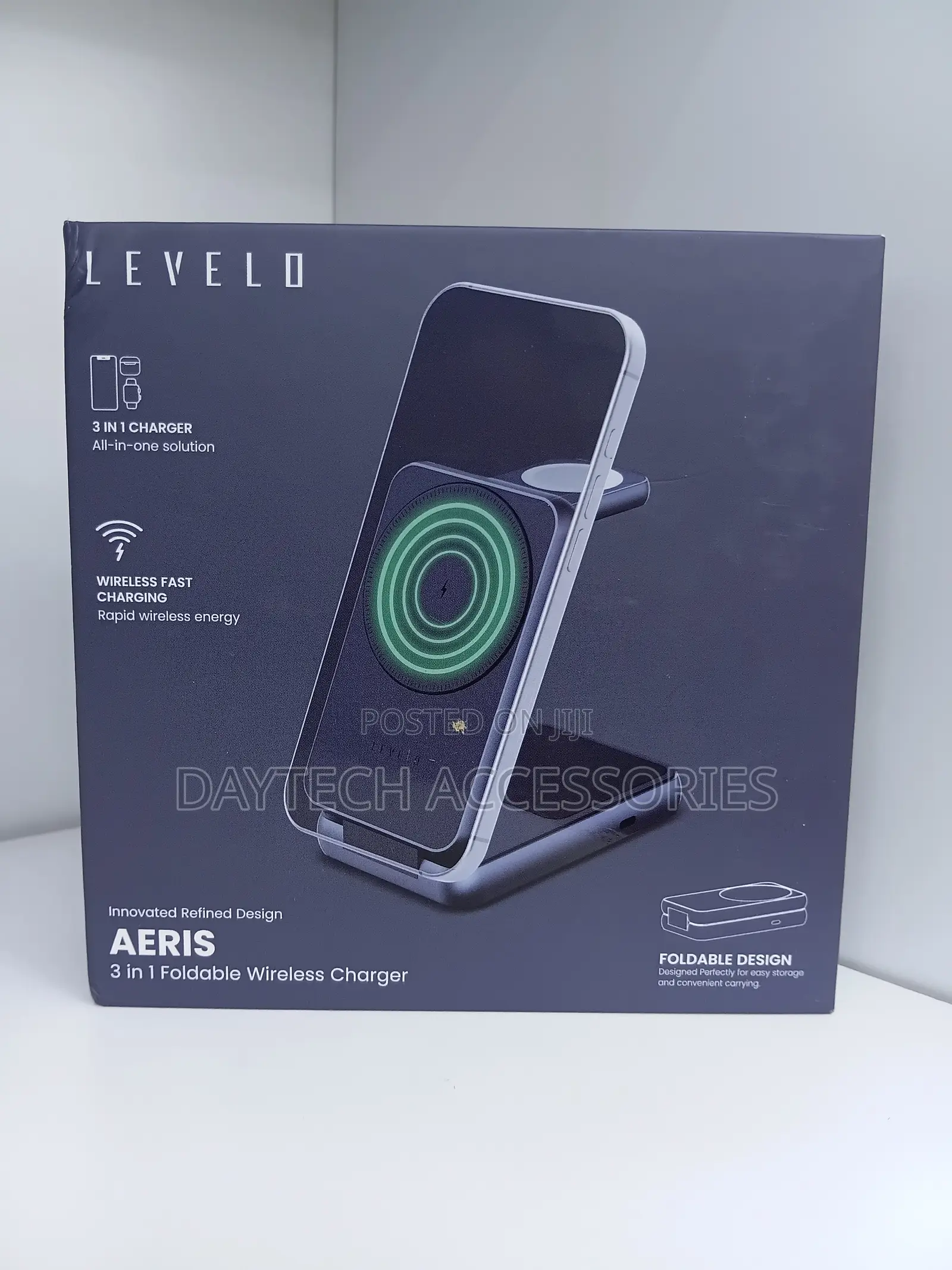 Levelo Aeris 3-in-1 Foldable Wireless Charger - Cloudy Gray